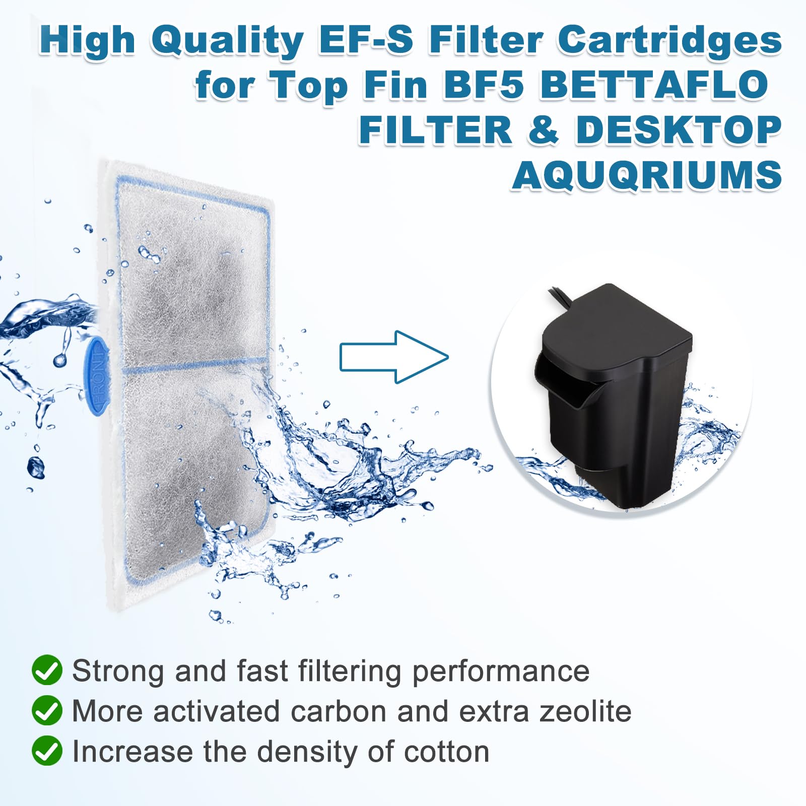 Driamor 8 Pack Filter Cartridges For Top Fin Ef-S Element And Bf5 Bettaflo Filter, Thickened Fish Tank Replacement Filters Cartr