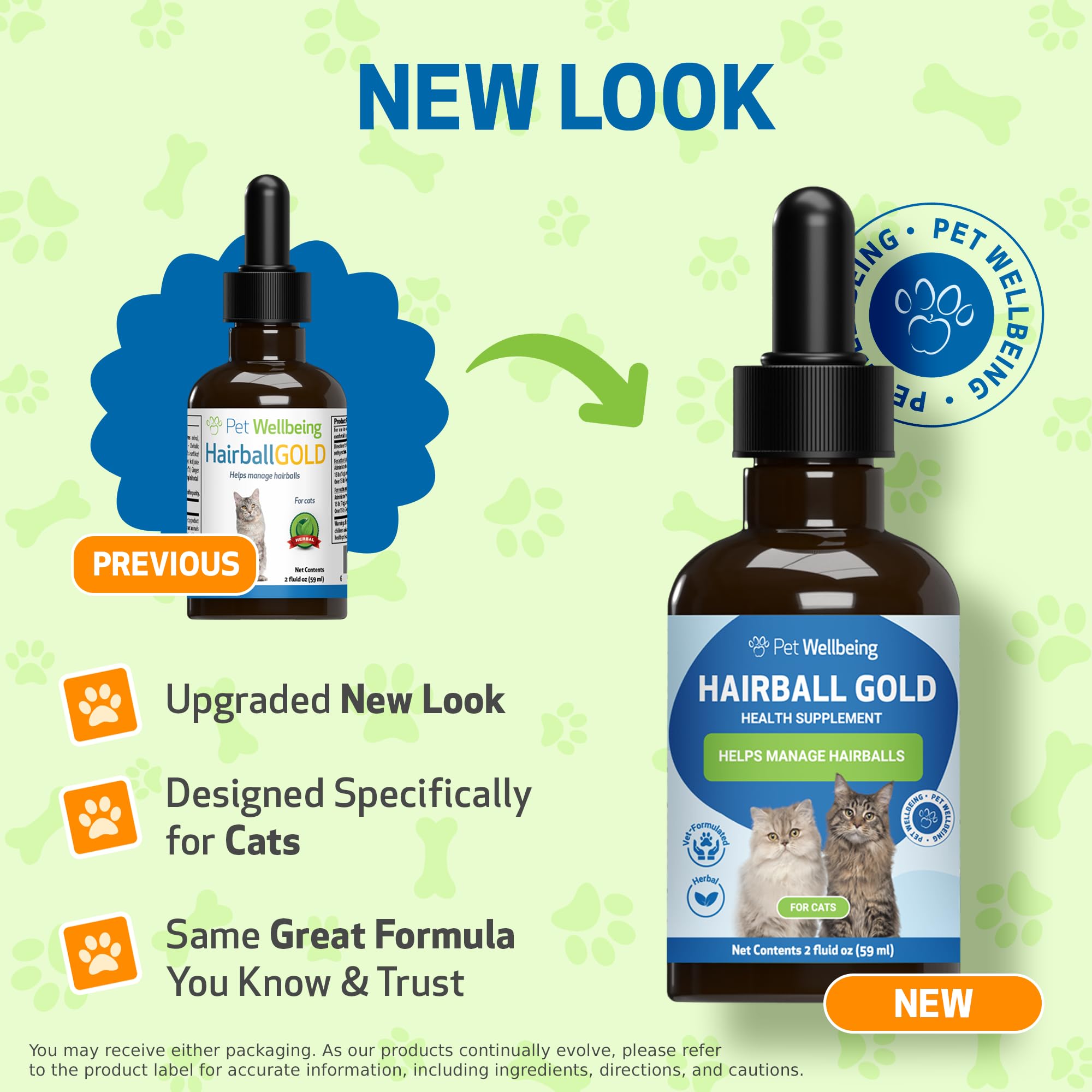 Pet Wellbeing Hairball Gold for Cats - Vet-Formulated - Eases Passage of Hairballs Through Digestive Tract - No Mineral Oil, All