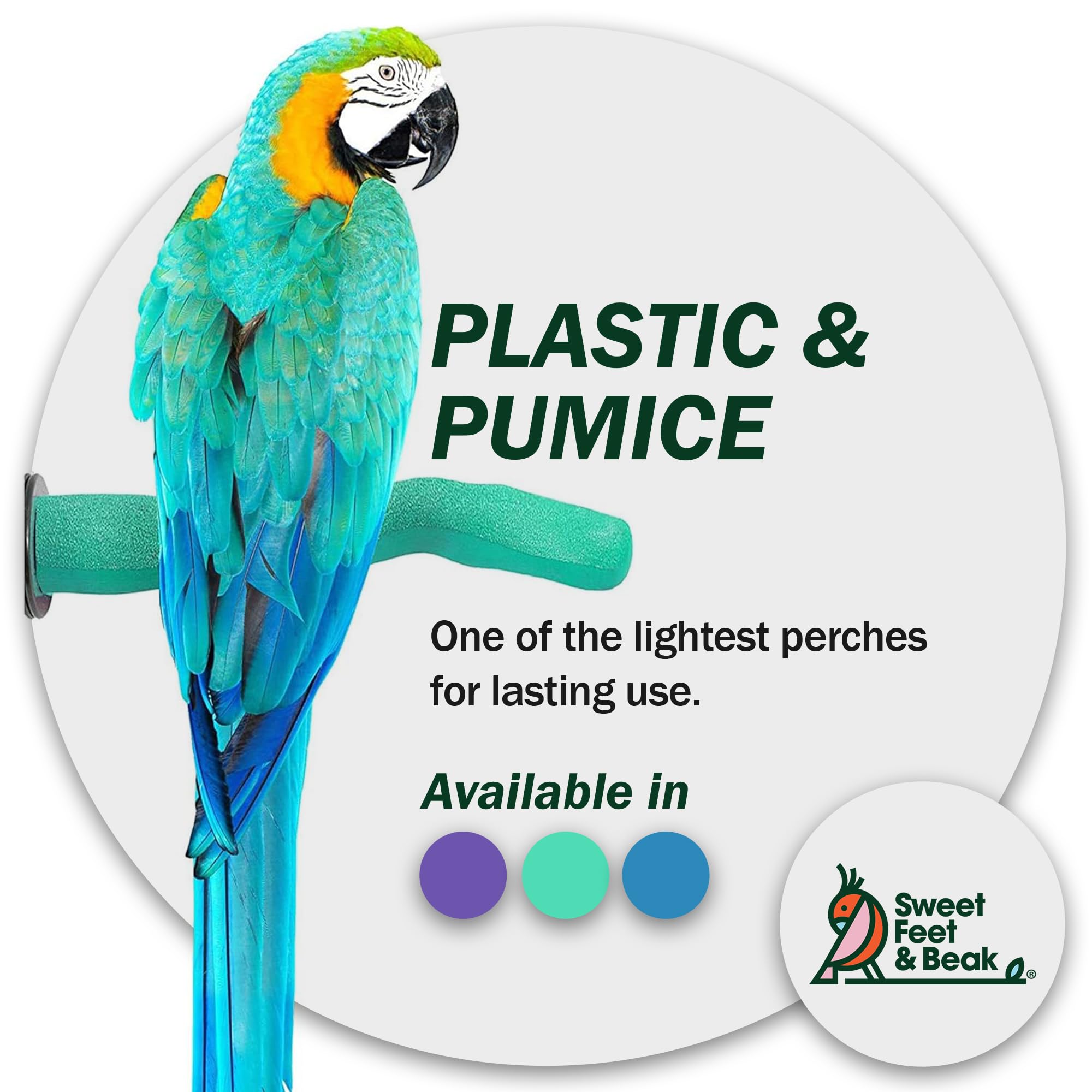 Sweet Feet And Beak Brid Cage Safety Pumice Perch - Trims Nails And Beak - Promotes Healthy Nails And Beaks - Safe Non-Toxic Bir