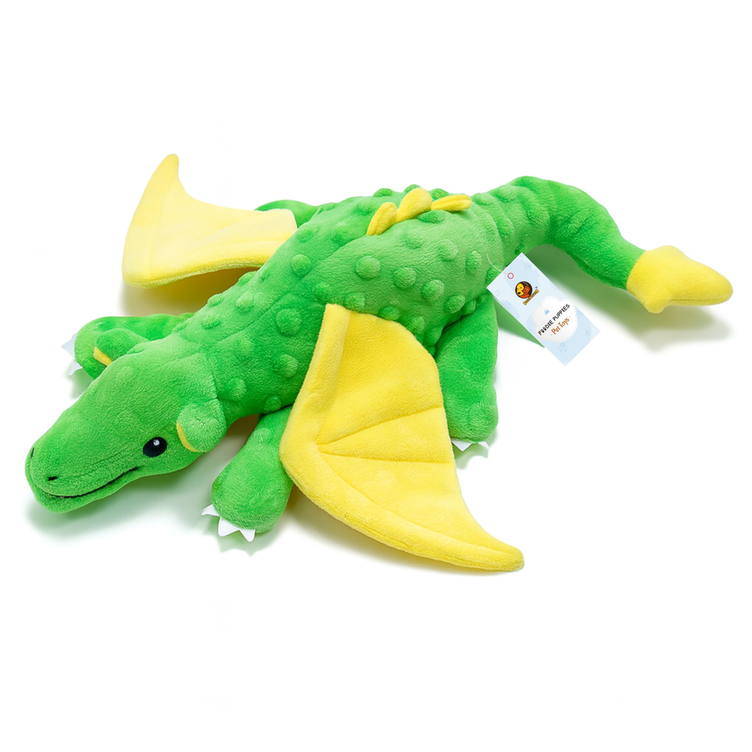 Foodie Puppies Interactive Dog Squeaky Plush Toy (Flying Dragon) | Crinkle Papered, Cotton Stuffed Chew Toy For Teething, Cuddli