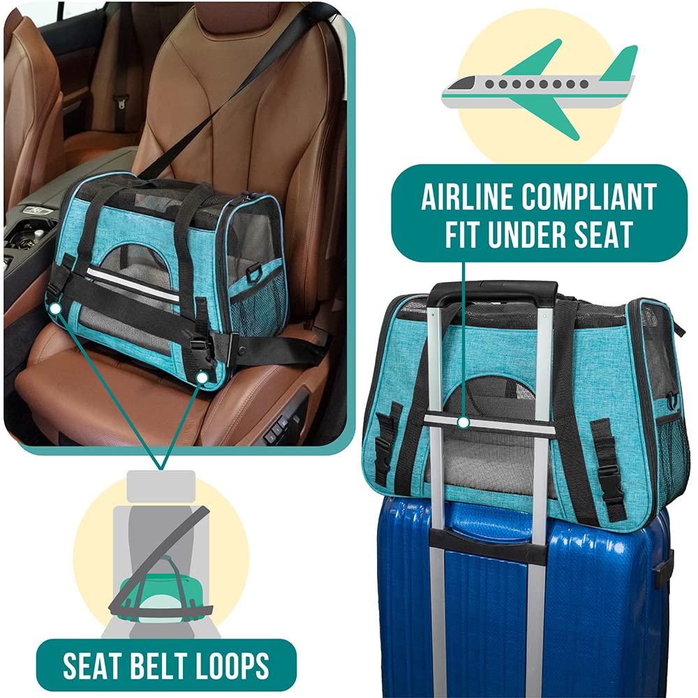 Petami Premium Airline Approved Soft-Sided Pet Travel Carrier  Ideal For Small - Medium Sized Cats Dogs And Pets  Ventilated Com