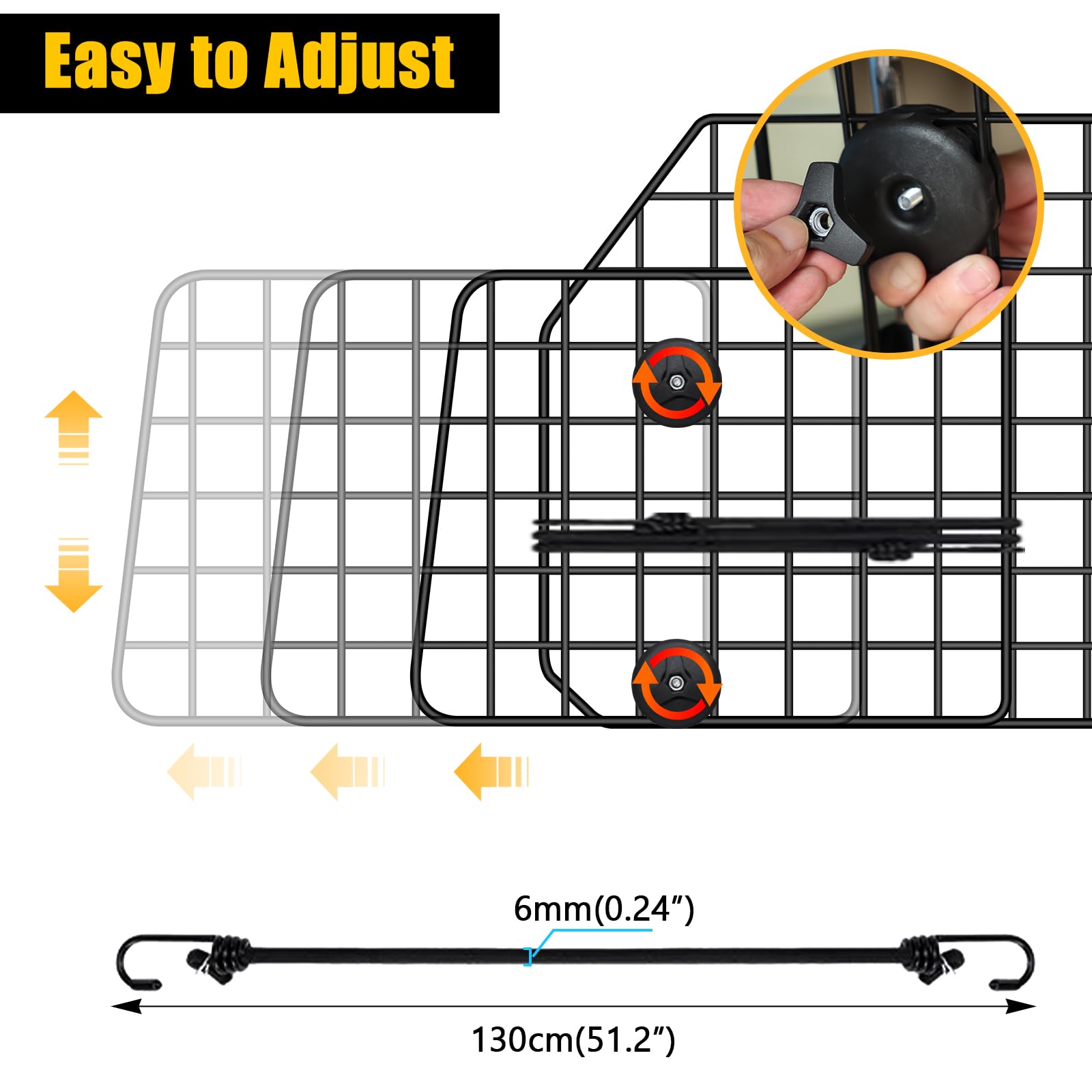 Gtongoko Dog Car Barriers for SUVs, Heavy-Duty Wire Mesh, Universal Fit, Black, Model GT-WL-PET, Includes 2 Elastic Ropes