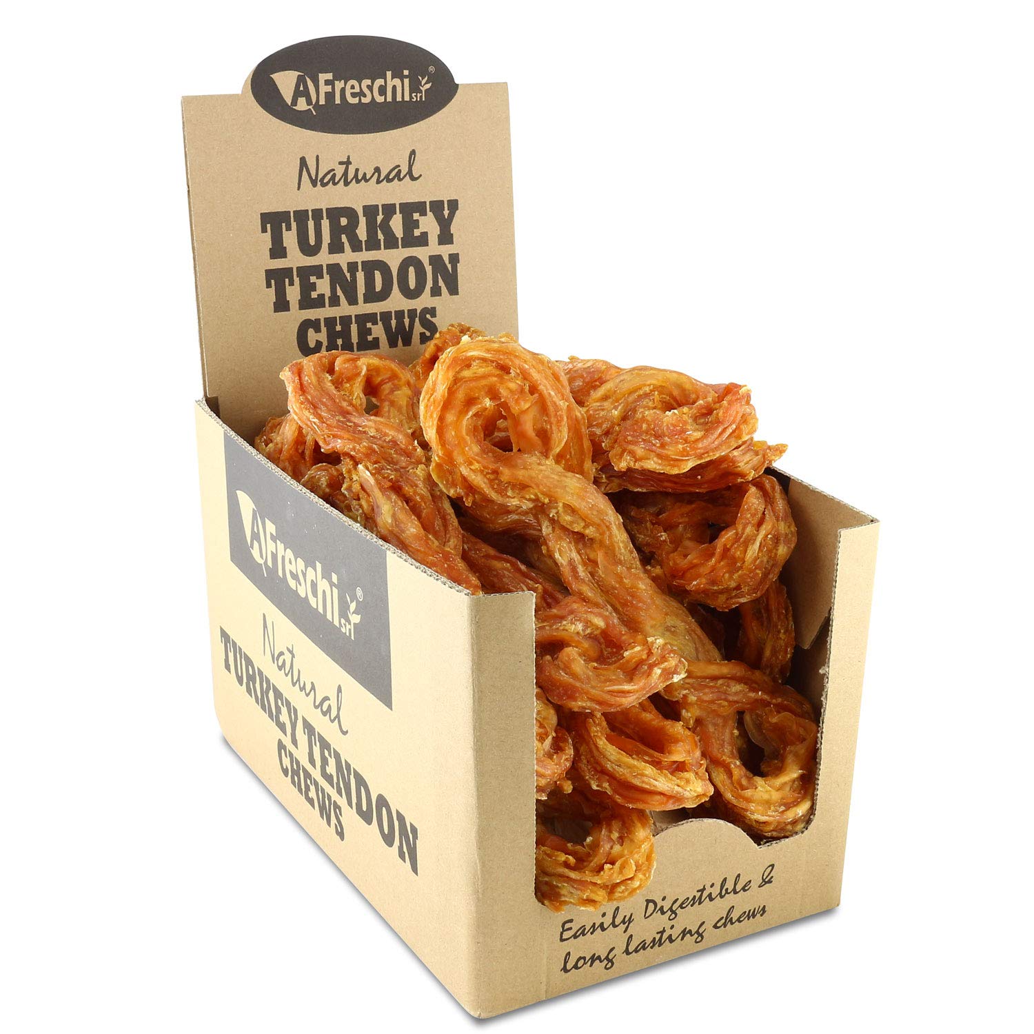 AFreschi Turkey Tendons for Dogs, USA-Sourced, Healthy Dog Treats, Rawhide-Free Puppy Chews, Long Lasting, All Natural, Hypoalle