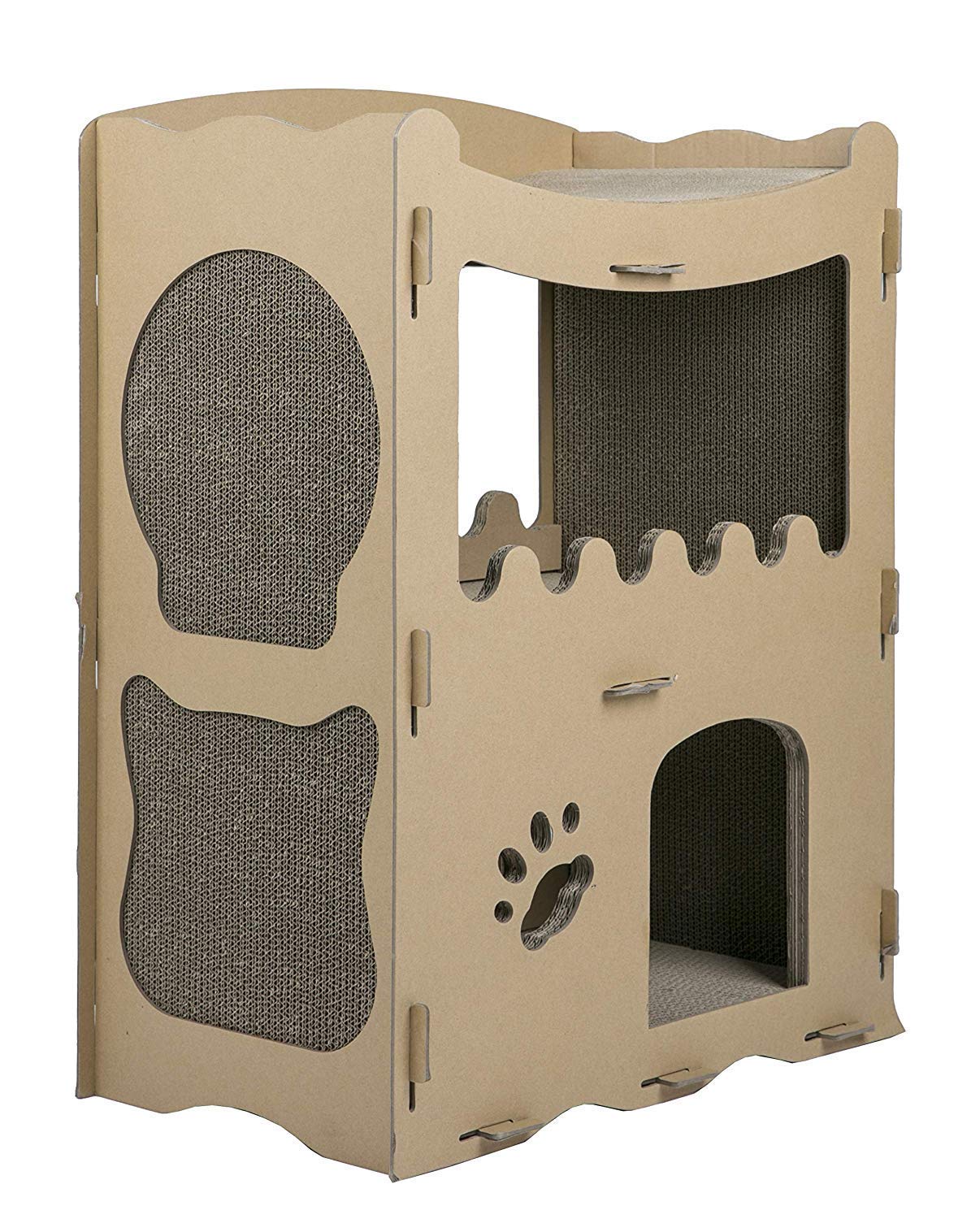 Petique Feline Penthouse Cat House, Sustainable, Safe, Multi-Level, Scratch Boards, Easy Assembly, Non-Toxic, Spacious, Compostable, Biodegradable, Supports Up To 33 Lbs, For Small/Medium Pets