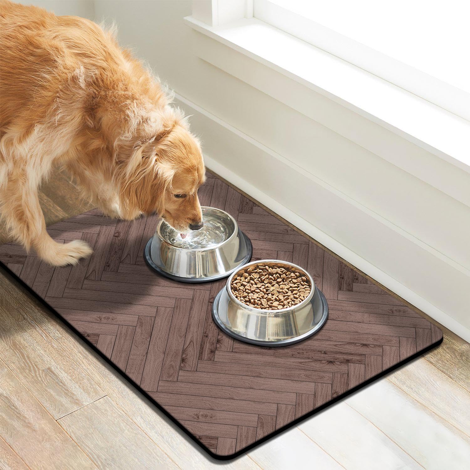 Dog Food Mats for Floors Absorbent, Pet Cat Food Mat - Quick Dry Dog Bowl Mats for Food and Water