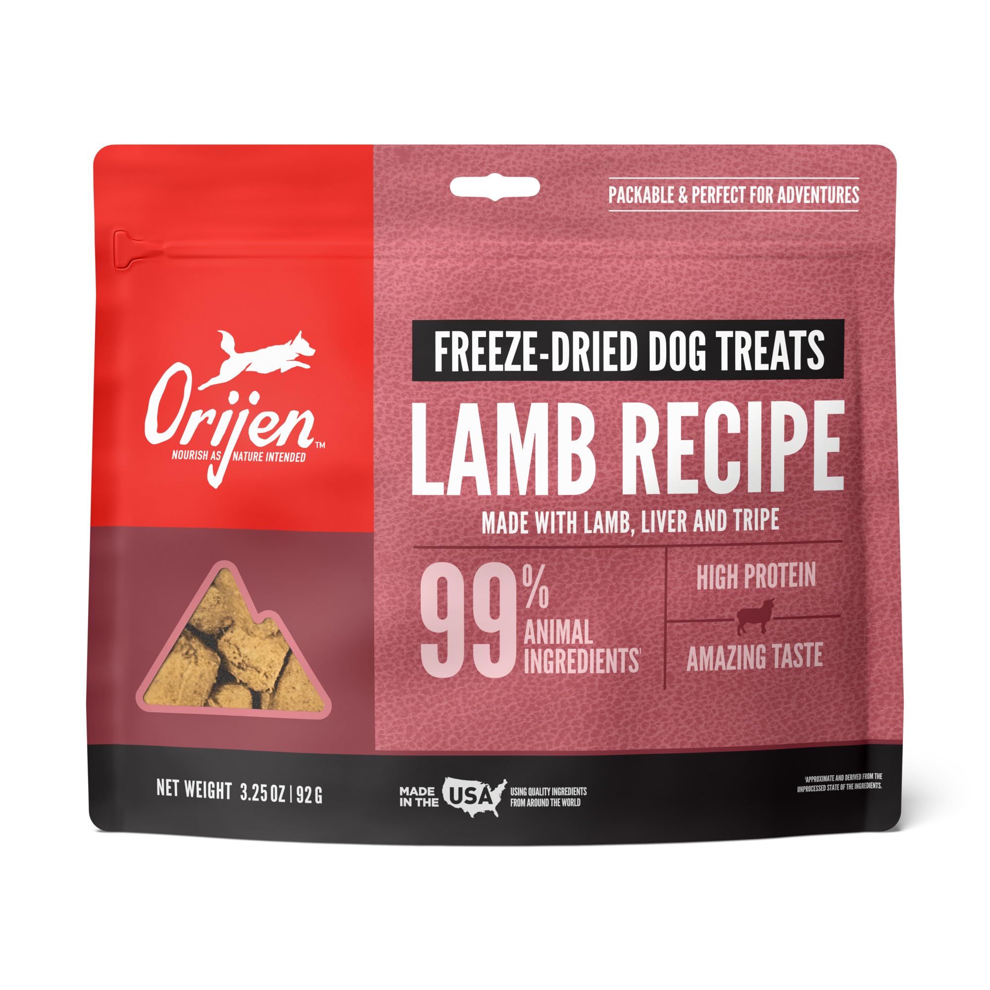 ORIJEN Freeze Dried Lamb Recipe Dog Treats, WholePrey Ingredients, 3.25oz