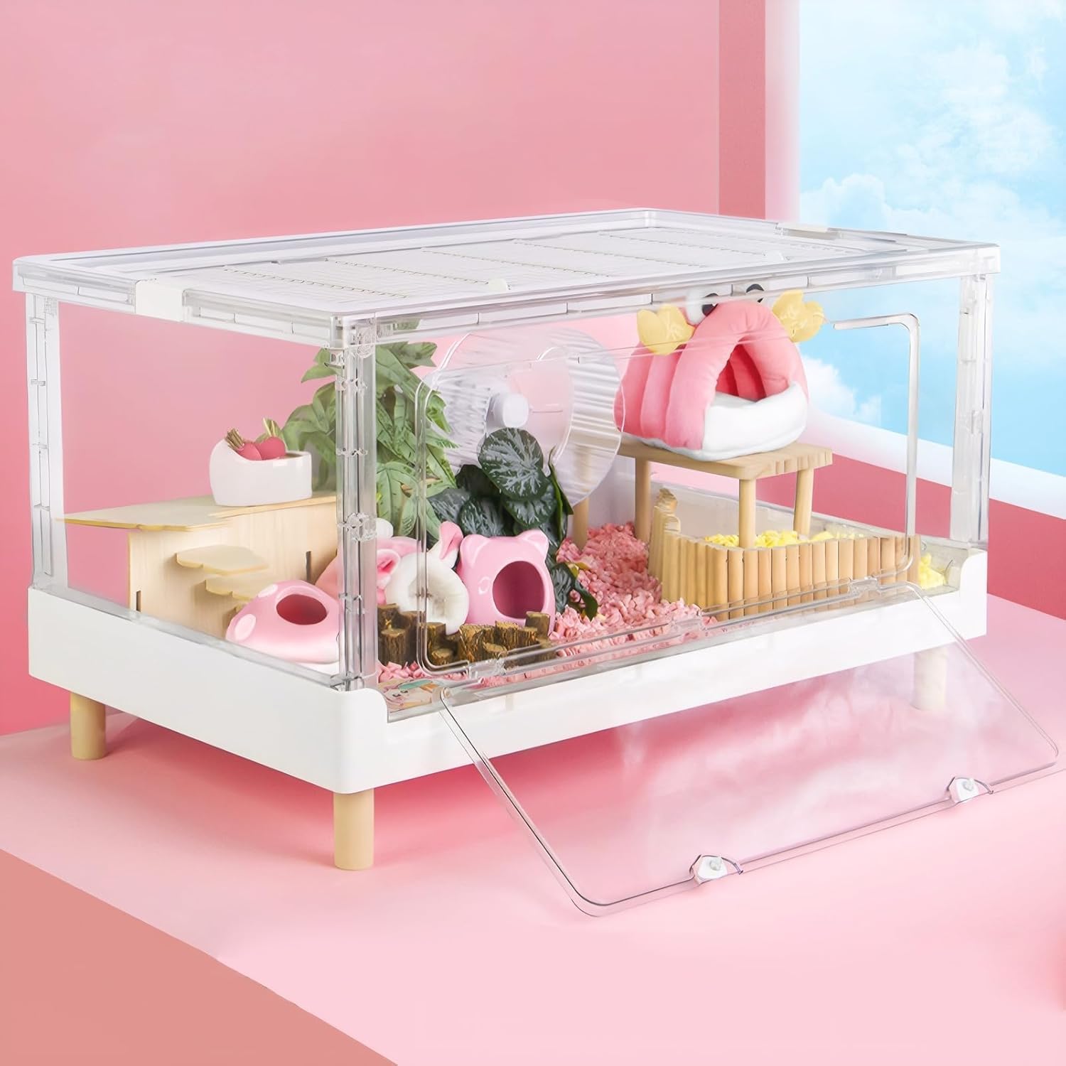Hamster Cage & Guinea Pig Cages, Acrylic Cage For Small Animal Pets, Large Transparent Gerbil Cage And Habitats, Hedgehog, Dwarf