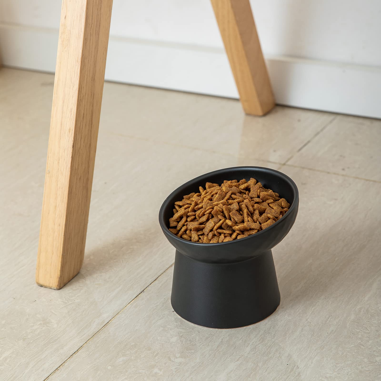 KITCHENLESTAR Ceramic Raised Cat Bowls, Elevated Tilted Cat Food and Water Bowls Set, Porcelain Stress Free Pet Feeder Dish for