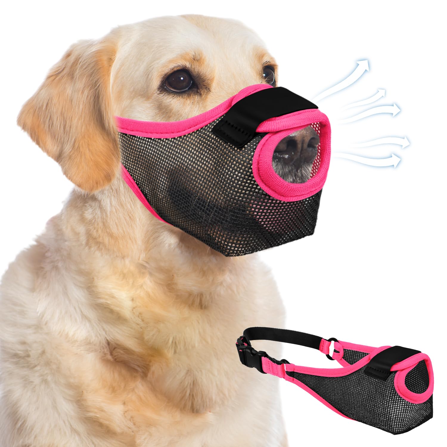 Gremcada Dog Muzzle - Soft Air Mesh Pet Muzzle For Large Medium Small Dogs - Front Opening Design, Breathable, Adjustable, & Pre