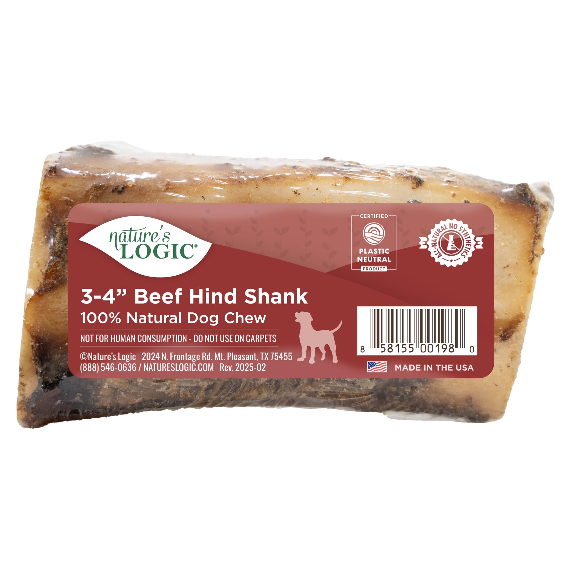 Natures Logic Beef 3-4 Hind Shank Bone Treat, 1lb