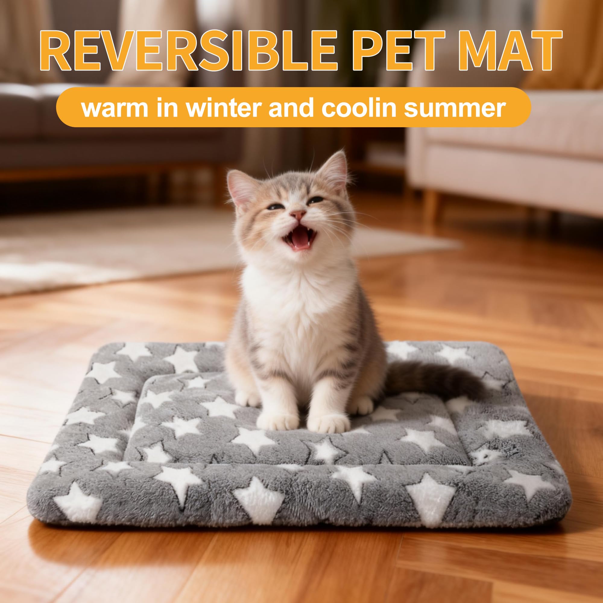 Dog Bed Mat, Reversible Crate Pads for Small/Medium/Large Dogs & Cats Sleeping, Portable & Soft, Dog Beds Crate Pad (Grey, XS(18