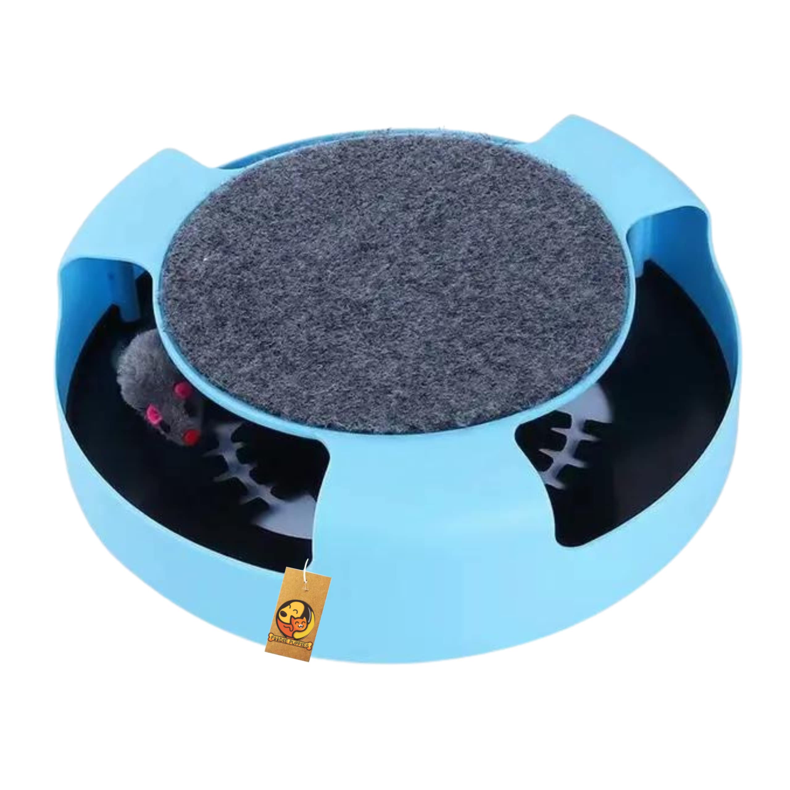 Foodie Puppies Interactive Catch Mouse Cat Scratcher Toy With Rotating Mouse And Scratching Pad/Mat For Cats & Kittens  (Sky Bl
