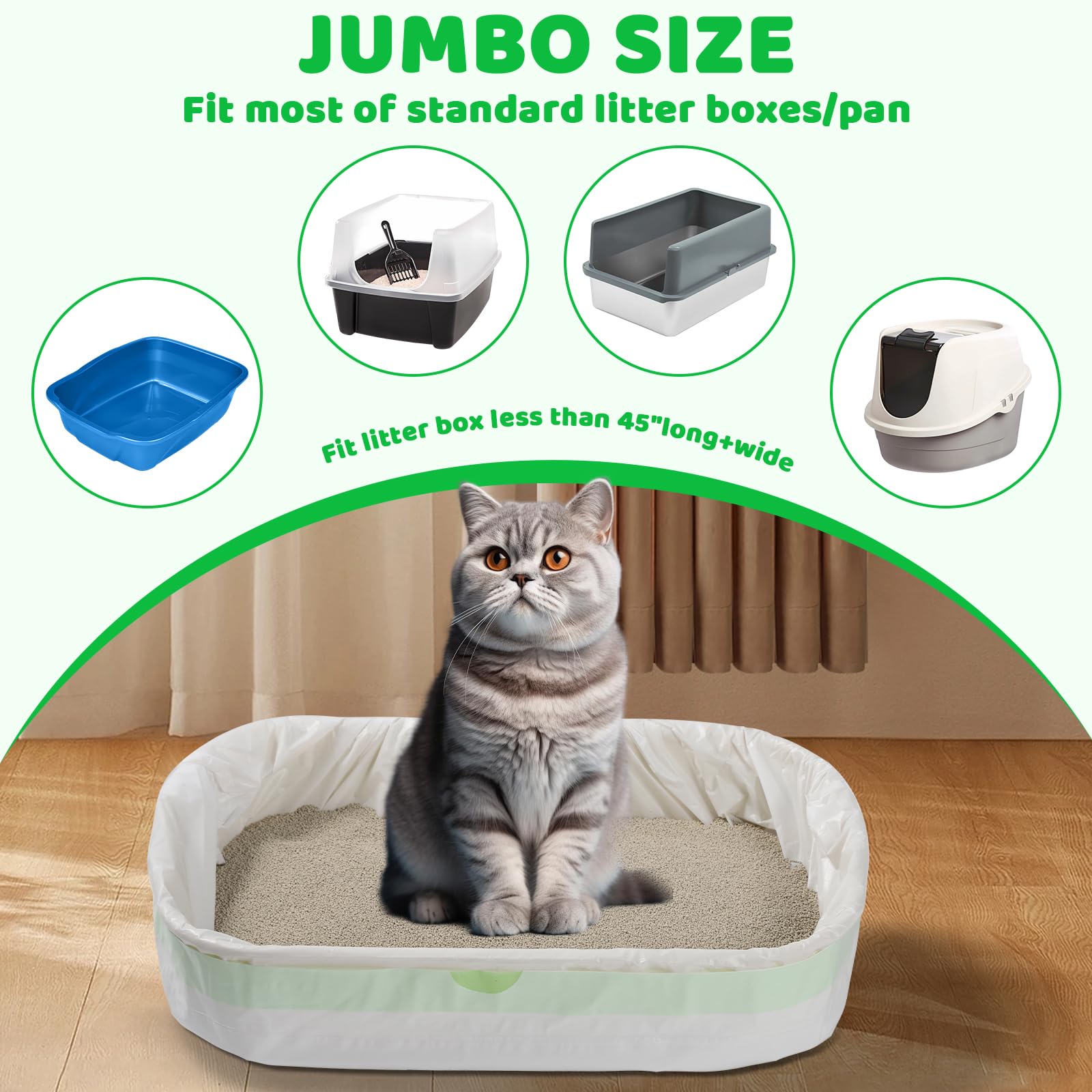 TXPEP 30 Count Giant Jumbo Cat Litter Box Liners - 45 x 18, Tear Resistant, Heavy Duty, Extra Large Disposable Pet Supplies