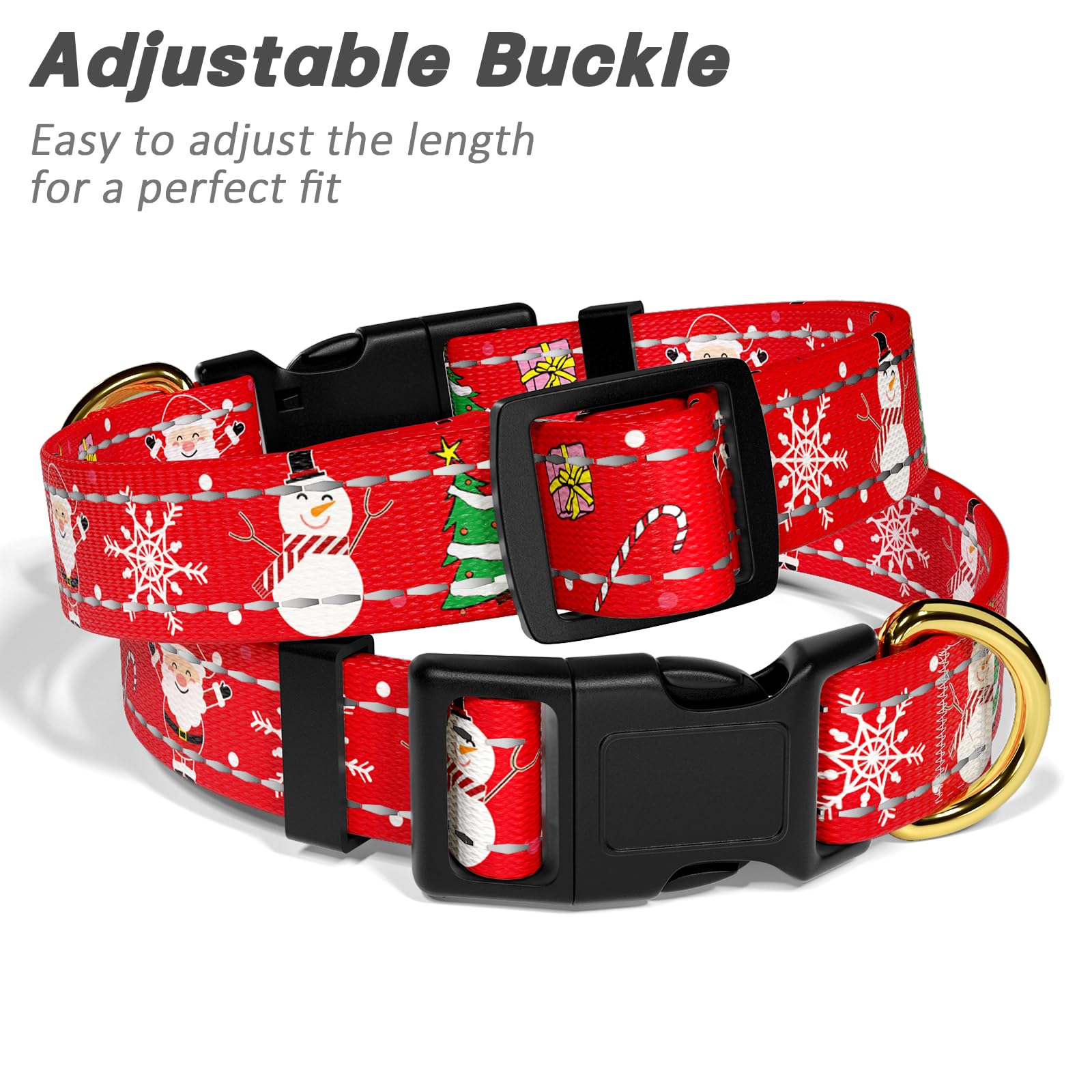 Tmoodel Reflective Dog Collar - Cute Christmas Style For Small Dogs, Soft Nylon Puppy Collar With Adjustable Size And Quick Rele