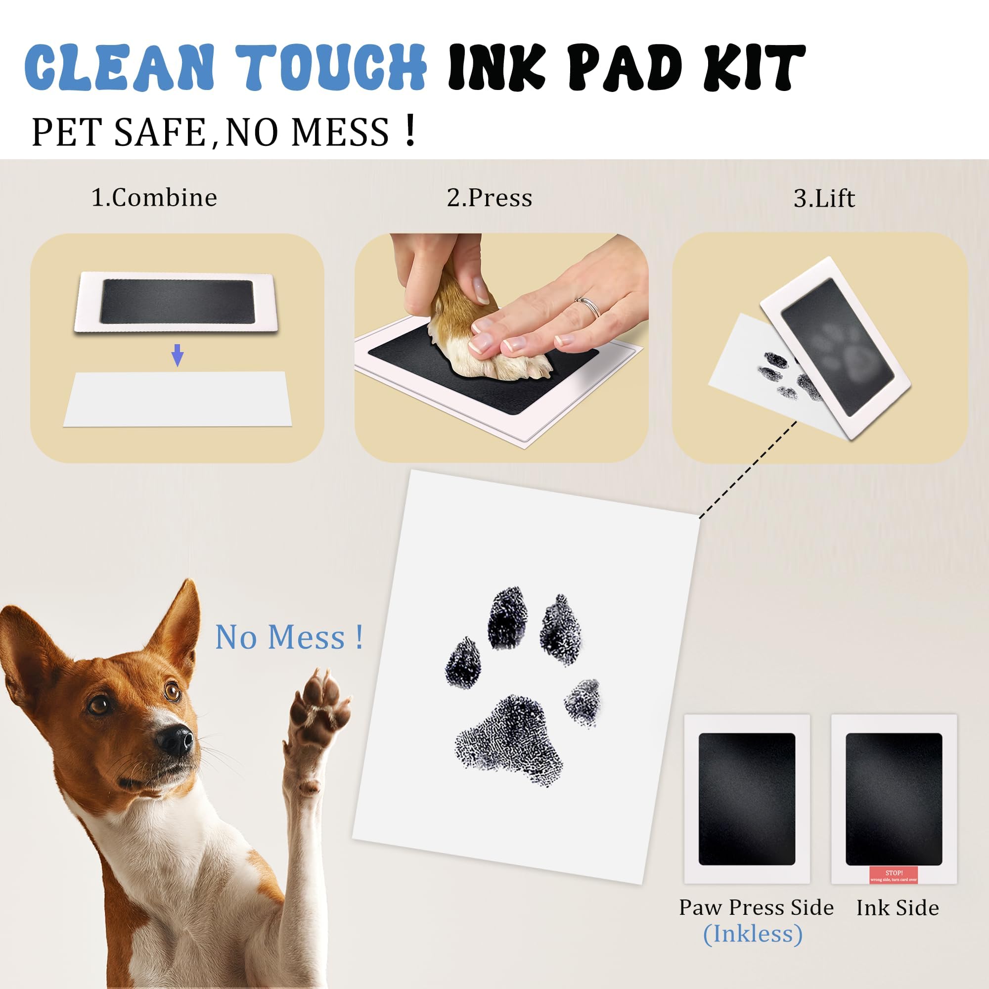 Mypawlets Inkless Pet Paw Print Kit,Clean Touch Ink Pad For Dog Paw Prints,Mess-Free Paw Print Stamp Pad For Dogs Cats,Dog Nose