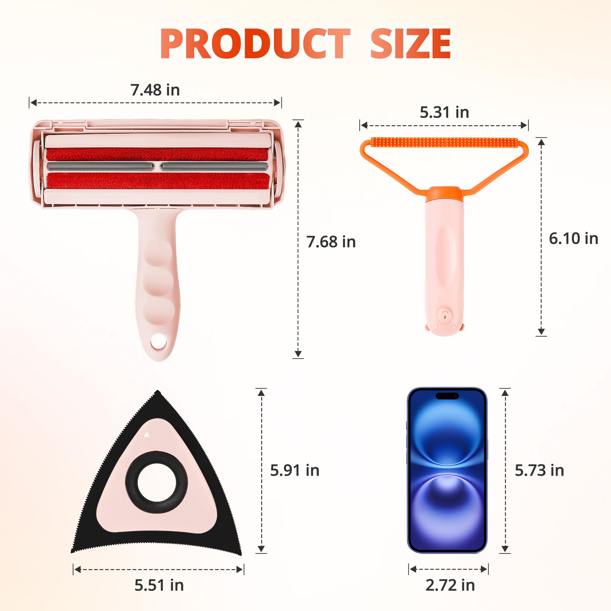 Grenty Pet Hair Removal Tool And Lint Roller, Reusable Cat And Dog Roller Hair Remover For Couch, Bed - Portable, Upgraded Multi