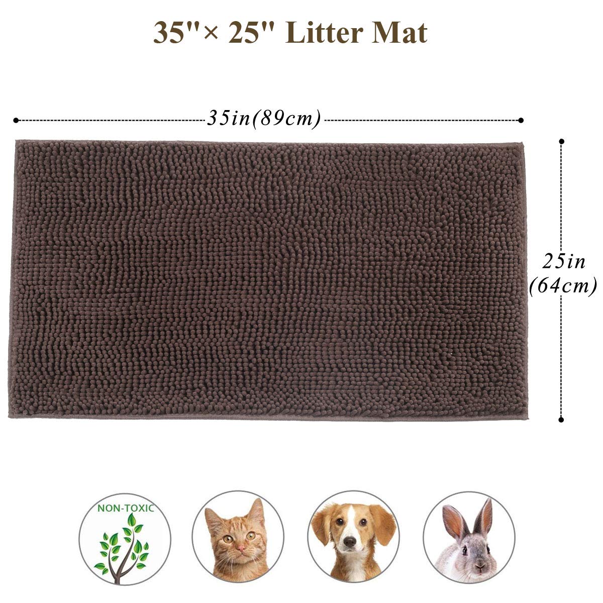 Vivaglory Cat Litter Mat, Litter Trapping Mat, 35''   25'' Cat Kitty Litter Rug With Waterproof Back, Super Soft For Cat'S Paws,