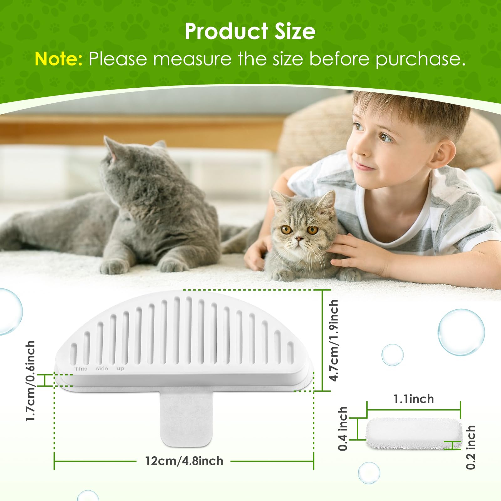 Cat Fountain Filters for Wireless Operated 67oz/2L, 6 Pack Replacement Filters & 12 Pack Replacement Filter Sponges for 67oz/2L