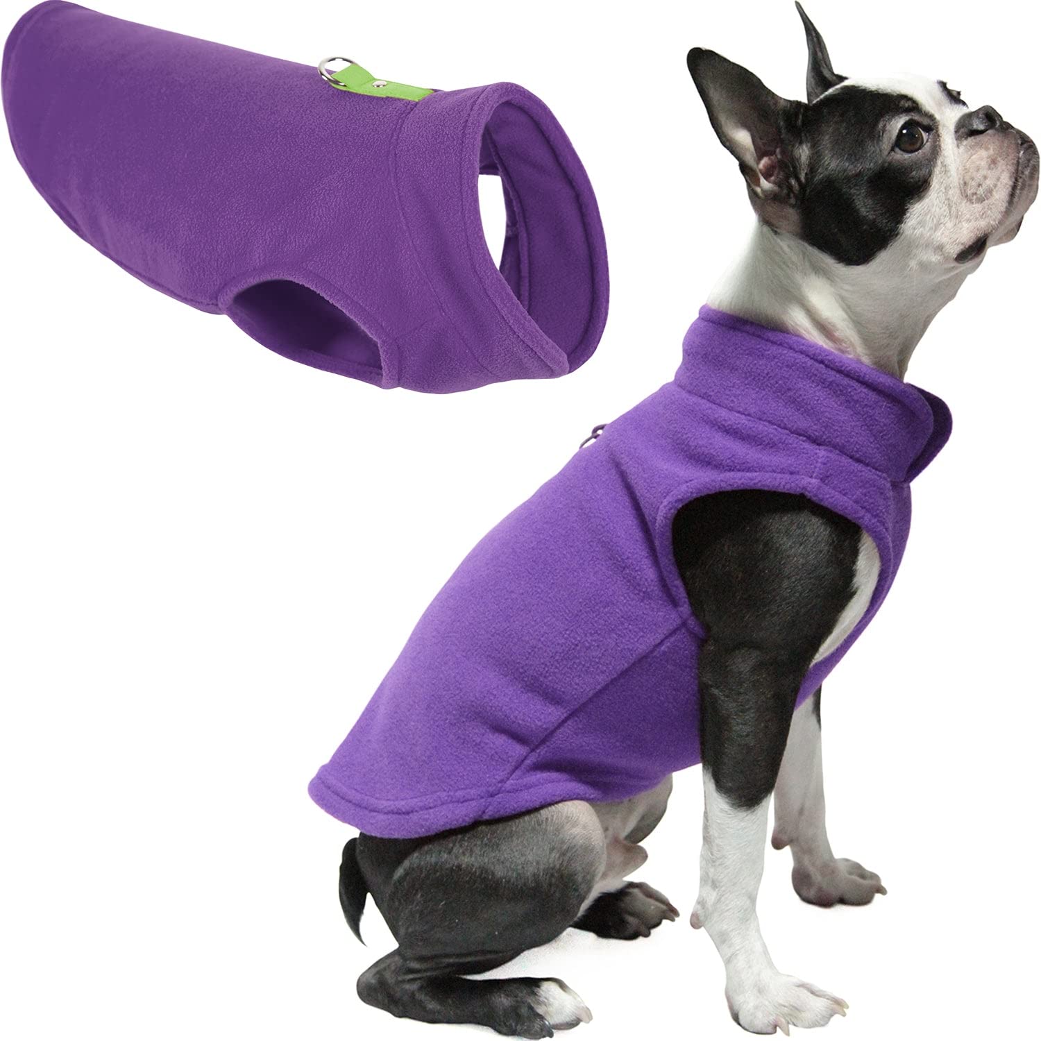 Gooby Fleece Vest Dog Sweater - Lavender, X-Large - Warm Pullover Fleece Dog Jacket With O-Ring Leash - Winter Small Dog Sweater