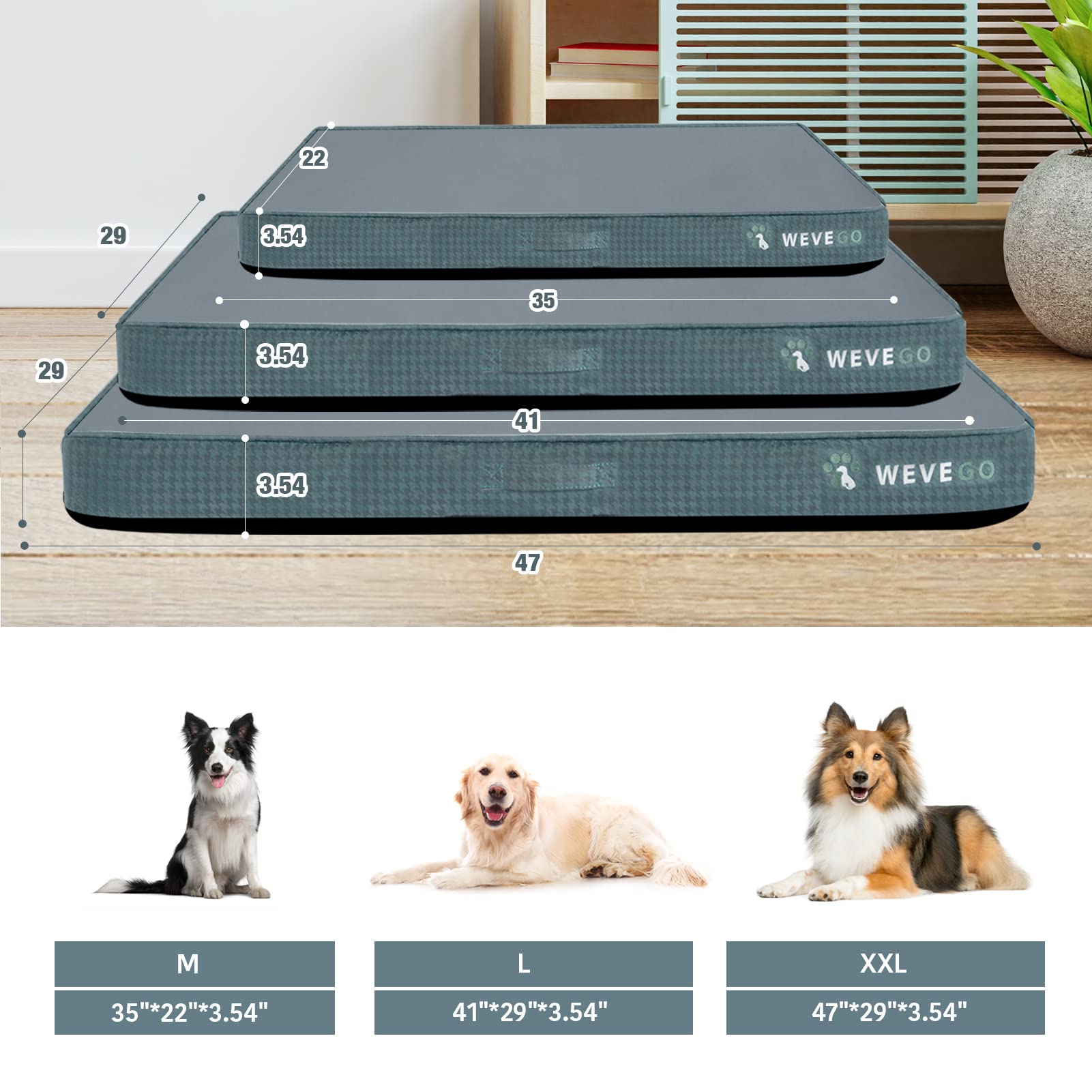 Orthopedic Dog Bed With Removable Washable Cover, Gel Memory Foam And Sponge 2-Layer, Pet Beds With Waterproof Lining And Anti-Slip Bottom For Large Dogs