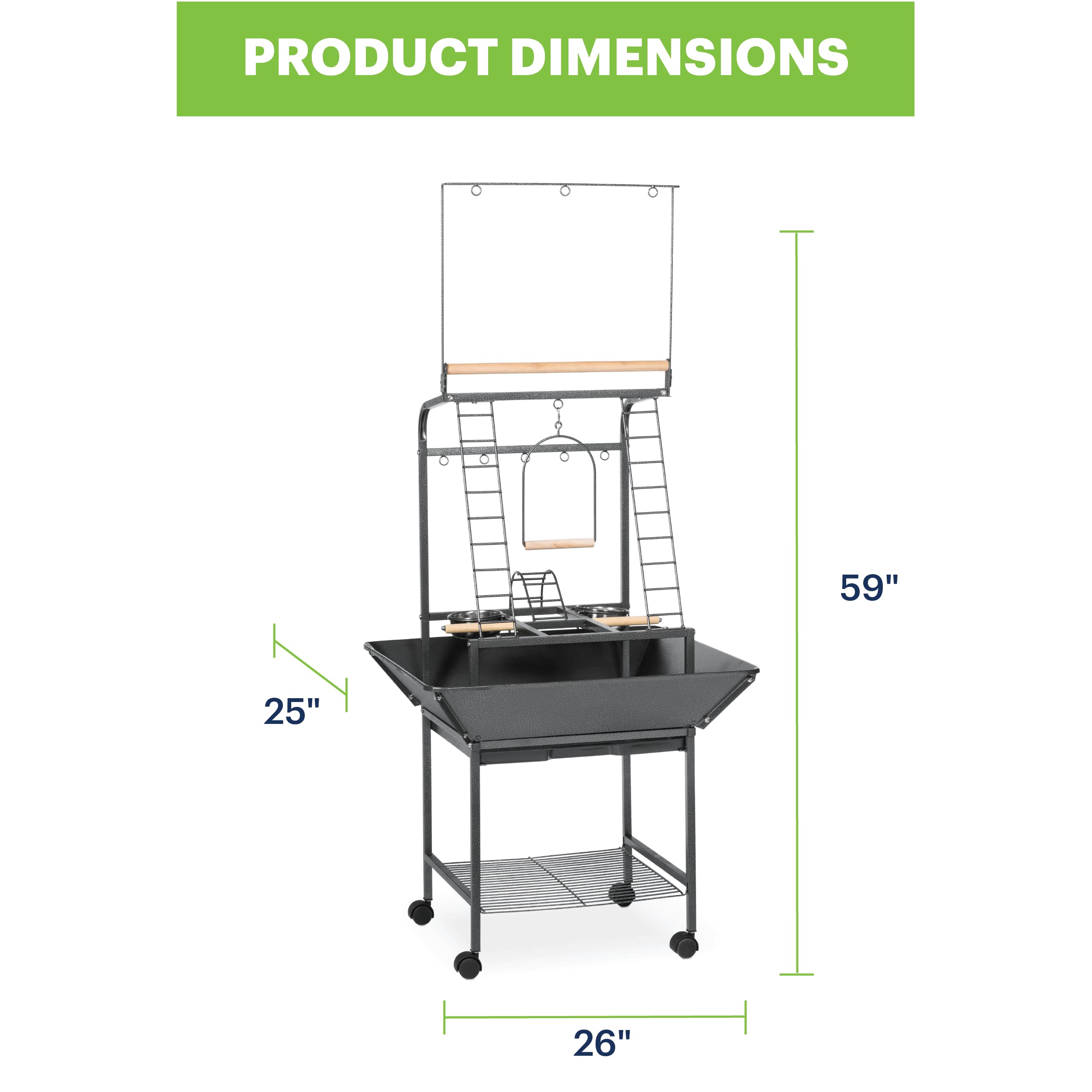 Prevue Pet Products Small Parrot Playstand with Wheels, Bird Stand Activity Play Center with Perches and Ladders, Indoor Outdoor