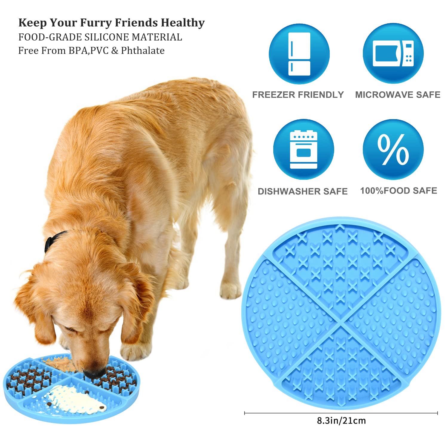 Bangp Licking Mat for Dogs and Cats,Dog Slow Feeders,Boredom Anxiety Reduction,Heavy-Duty Puzzle Mat Dog Treat Mat with Unique Q