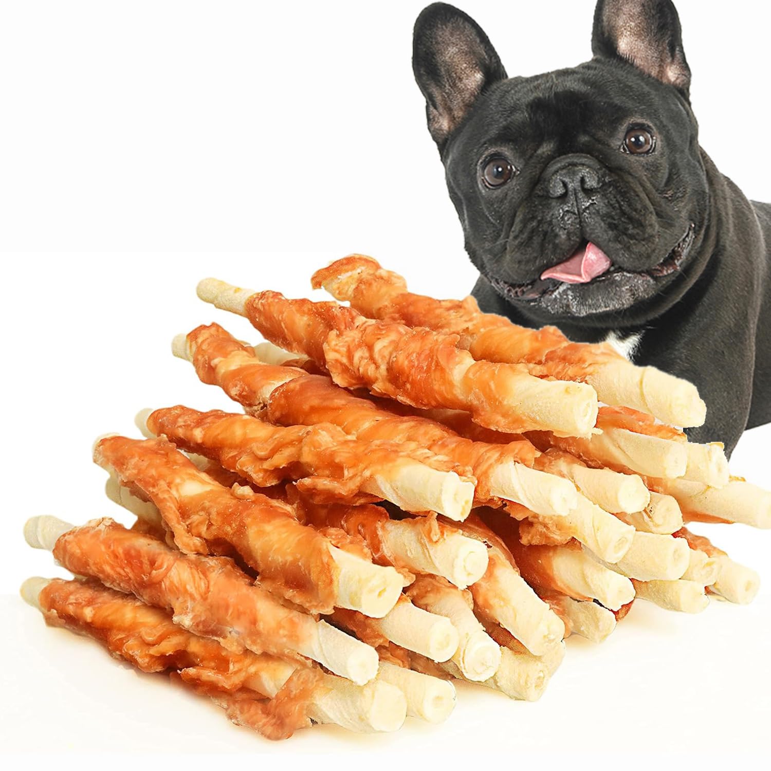 ASMPET Dog Treats Small Dogs, Chicken Wrapped Rawhide Bones Dog Chews Long Lasting for Cleaning Teeth Grain Free Healthy Natural
