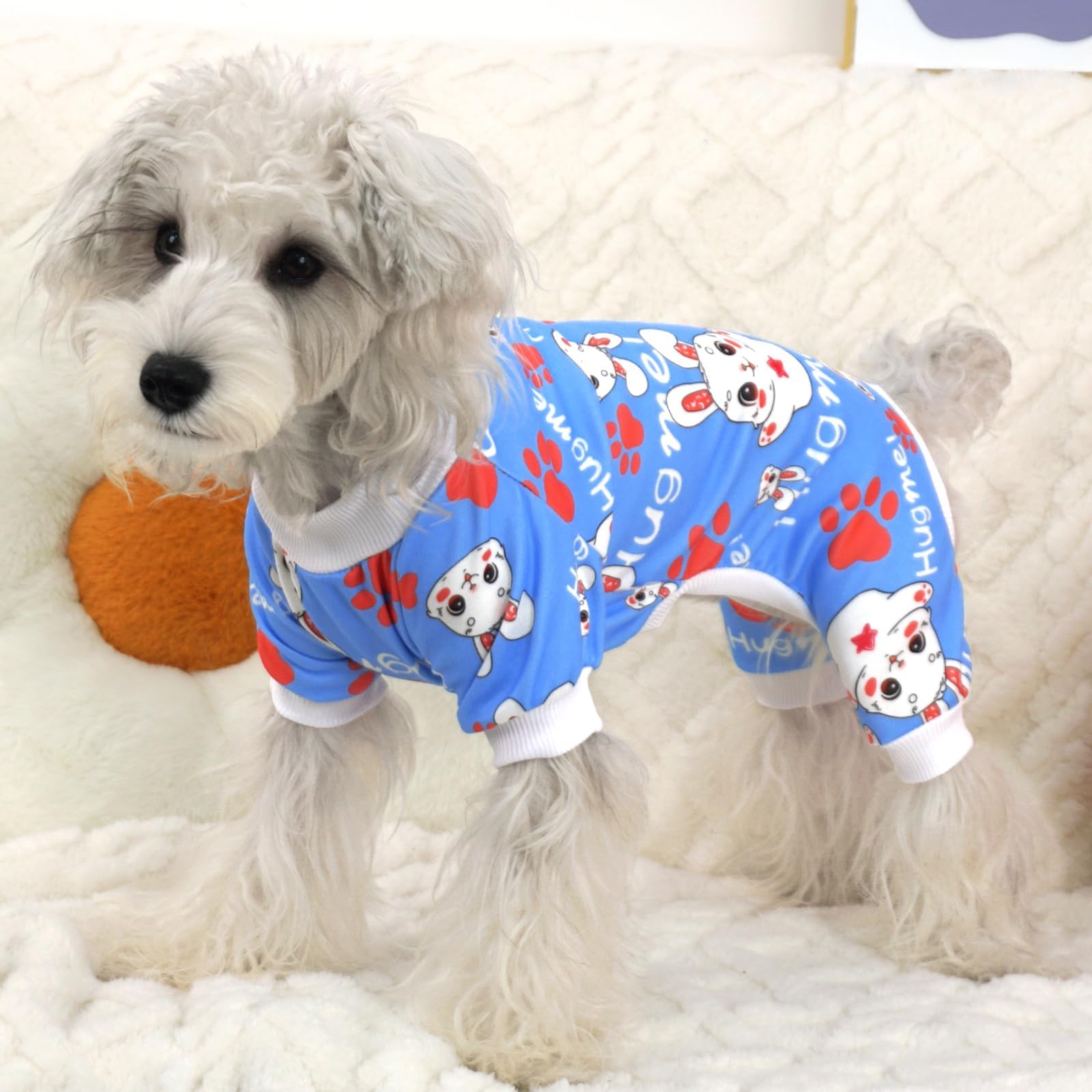 Xpudac Dog Pajamas Soft Stretchy Bunny Dog Clothes For Small Medium Dogs Pet Jumpsuit Cat Apparel-L