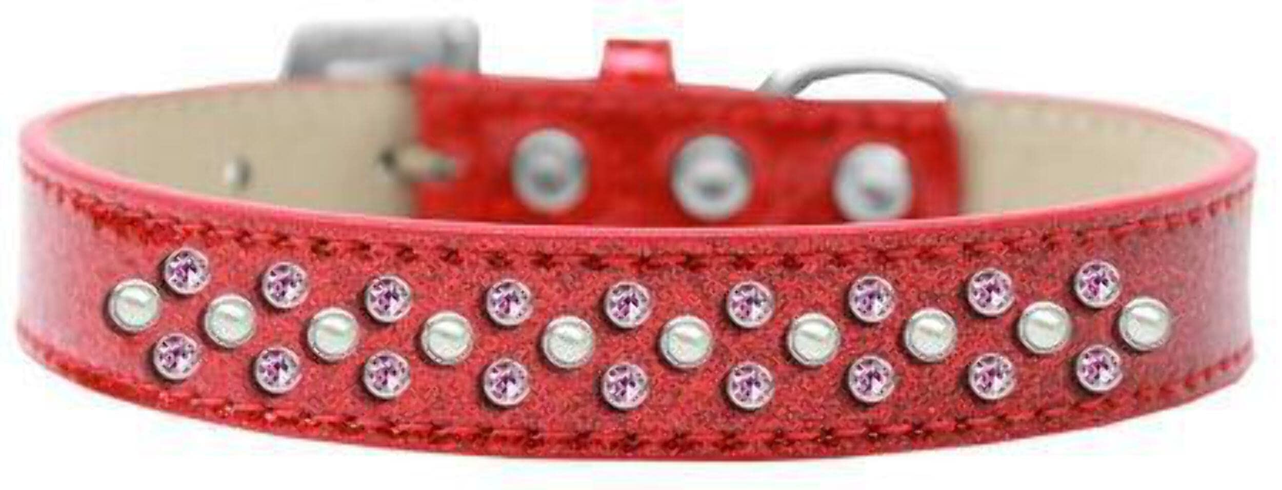 Mirage Pet Products Sprinkles Ice Cream Dog Collar with Pearl and Light Pink Crystals, Size 20, Silver