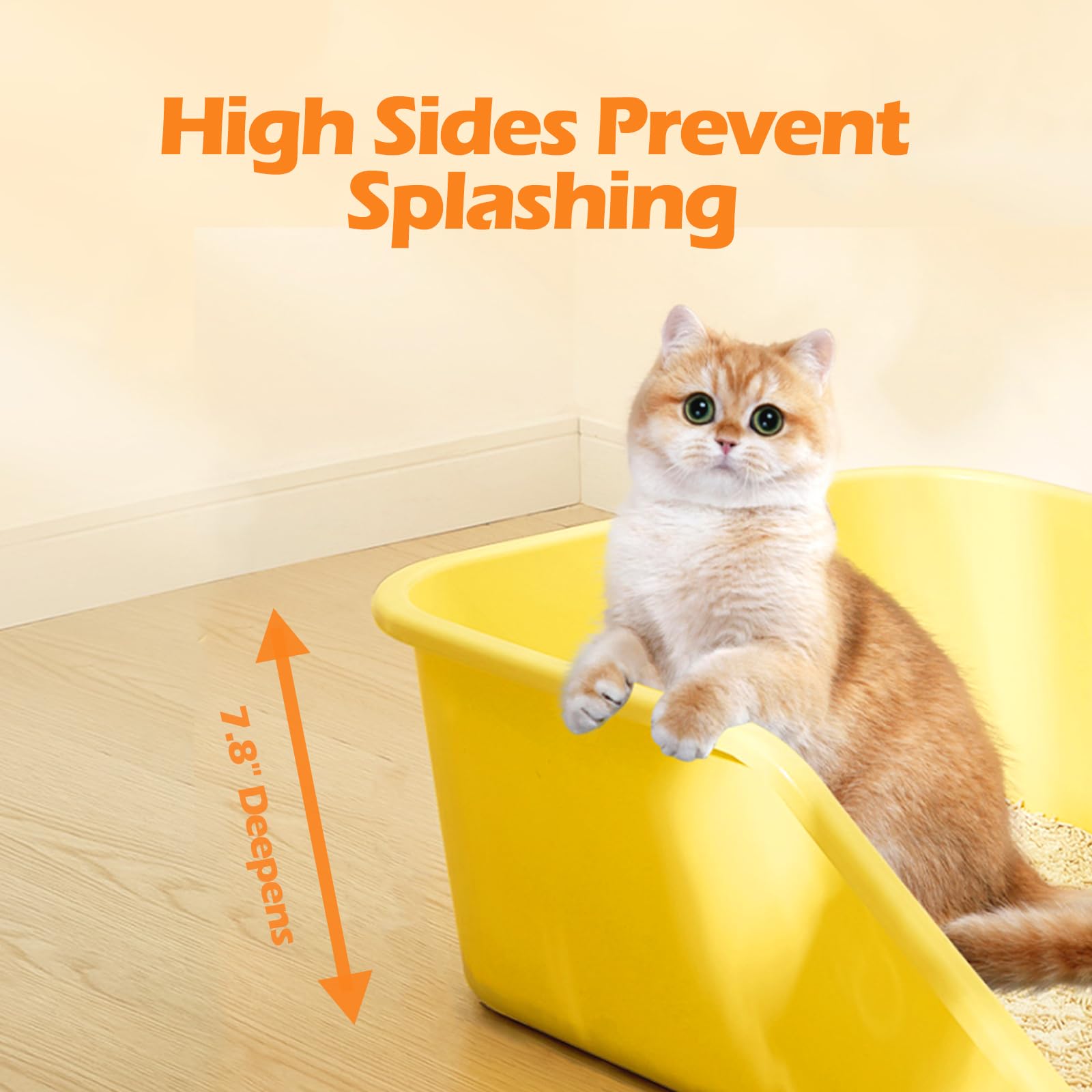 SpaceTime Large Cat Litter Box, Grey-Yellow, High Sides, Easy to Clean, Low Entry, Model ST-40, Polypropylene