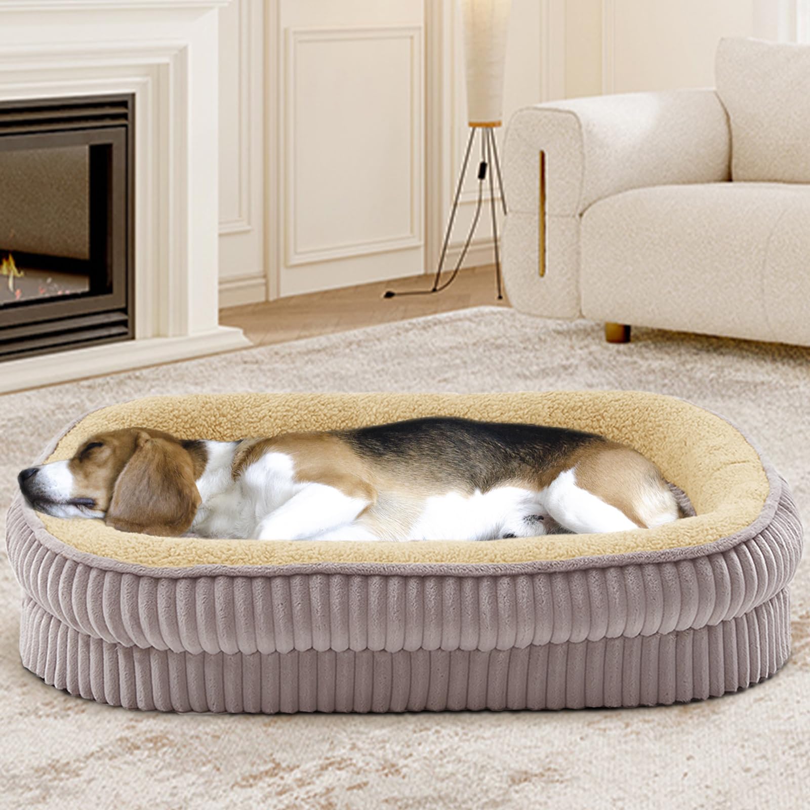 Debang Home Orthopedic Dog Bed For Medium Dogs Breeds, High Density Egg Crate Foam Dog Sofa Beds,Oval Kennel Bed, Pet Couch Bed 