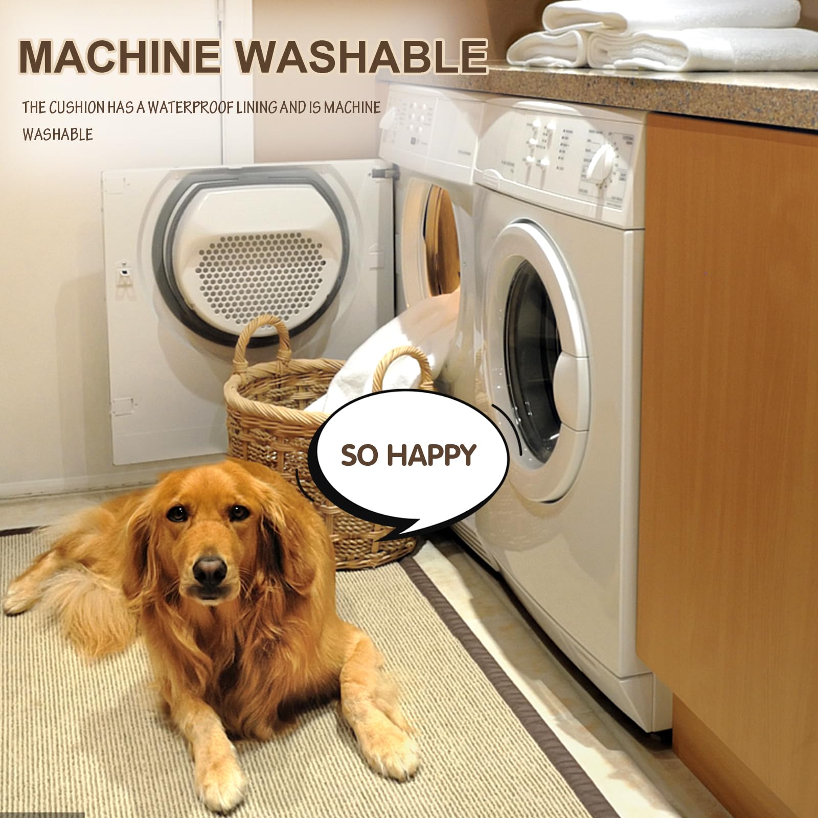 EMPSIGN Dog Crate Pad - Reversible, Machine Washable, Soft White Plush Bed for Dogs, 47"x29"x3"