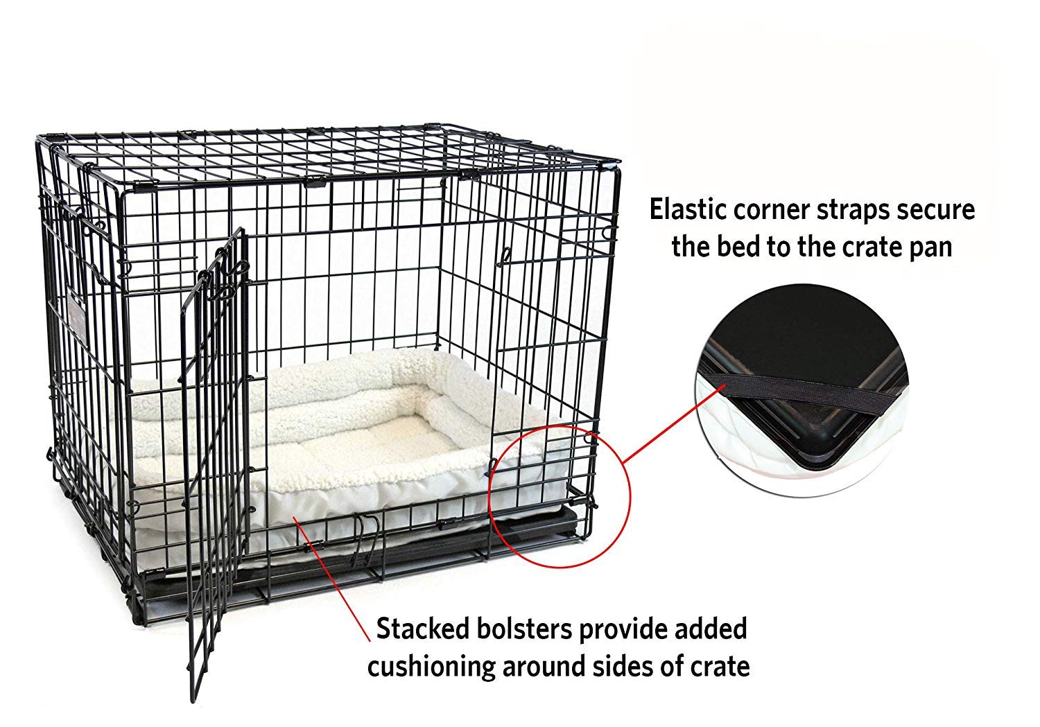Midwest Homes For Pets Double Bolster Bed, 42'', , White Fleece (40342-Fs)