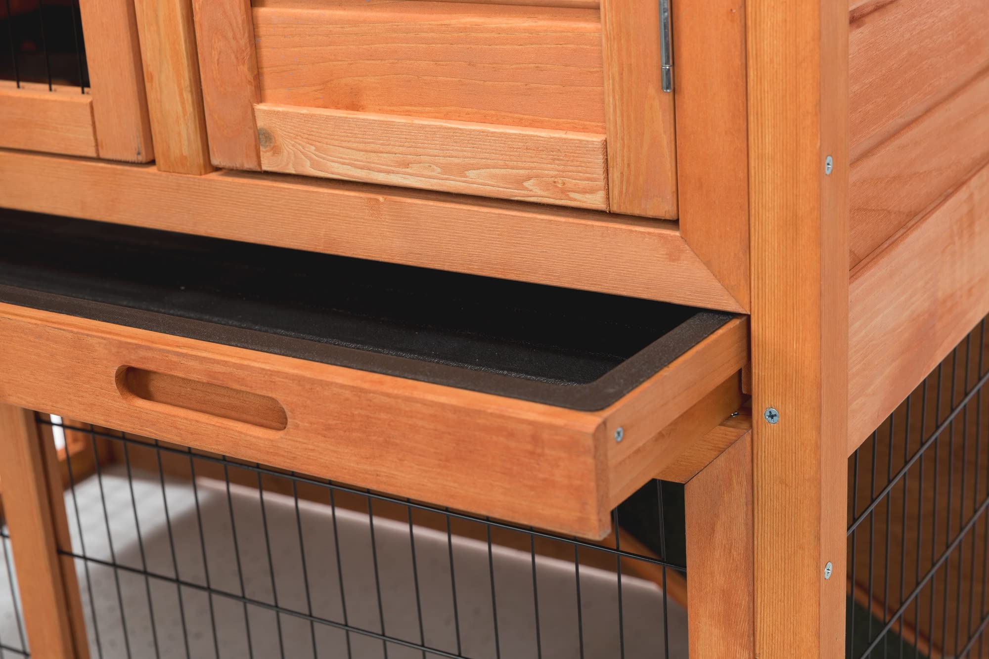 Rabbit Hutch With Sloped Roof (M), Glazed Pine