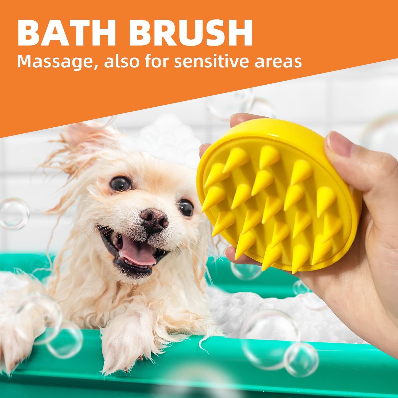 Kueiox Dog Grooming Brush Set, 7 Pcs Self-Cleaning Deshedding Hair Brushes For Short Long Haired Dogs Cats, Includes Scrubber Sh