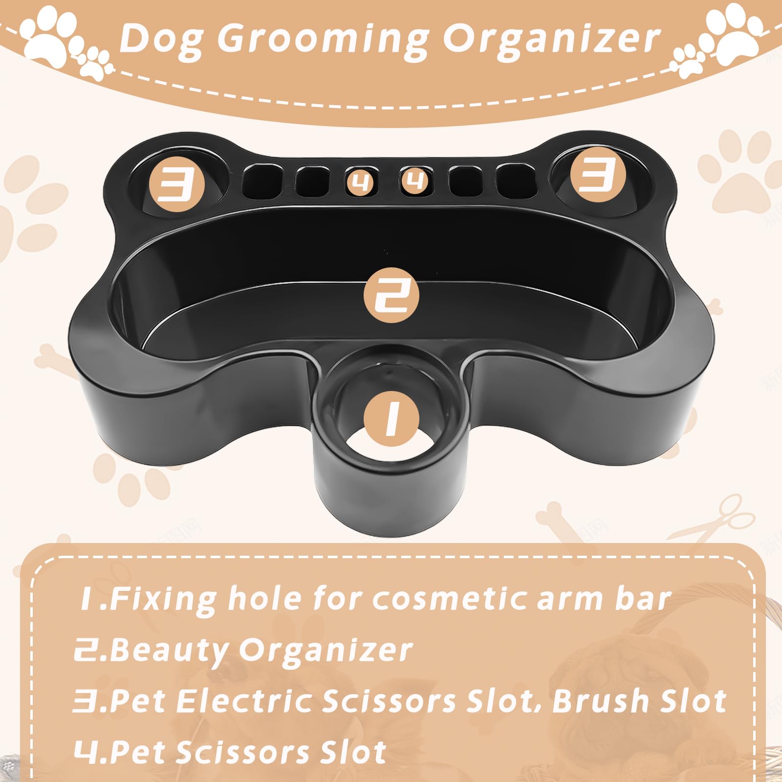 Huioqwe Dog Grooming Organizer, Beauty Tools Organizer Pet Grooming Storage, Table Accessories,Suitable With Pet Grooming Table