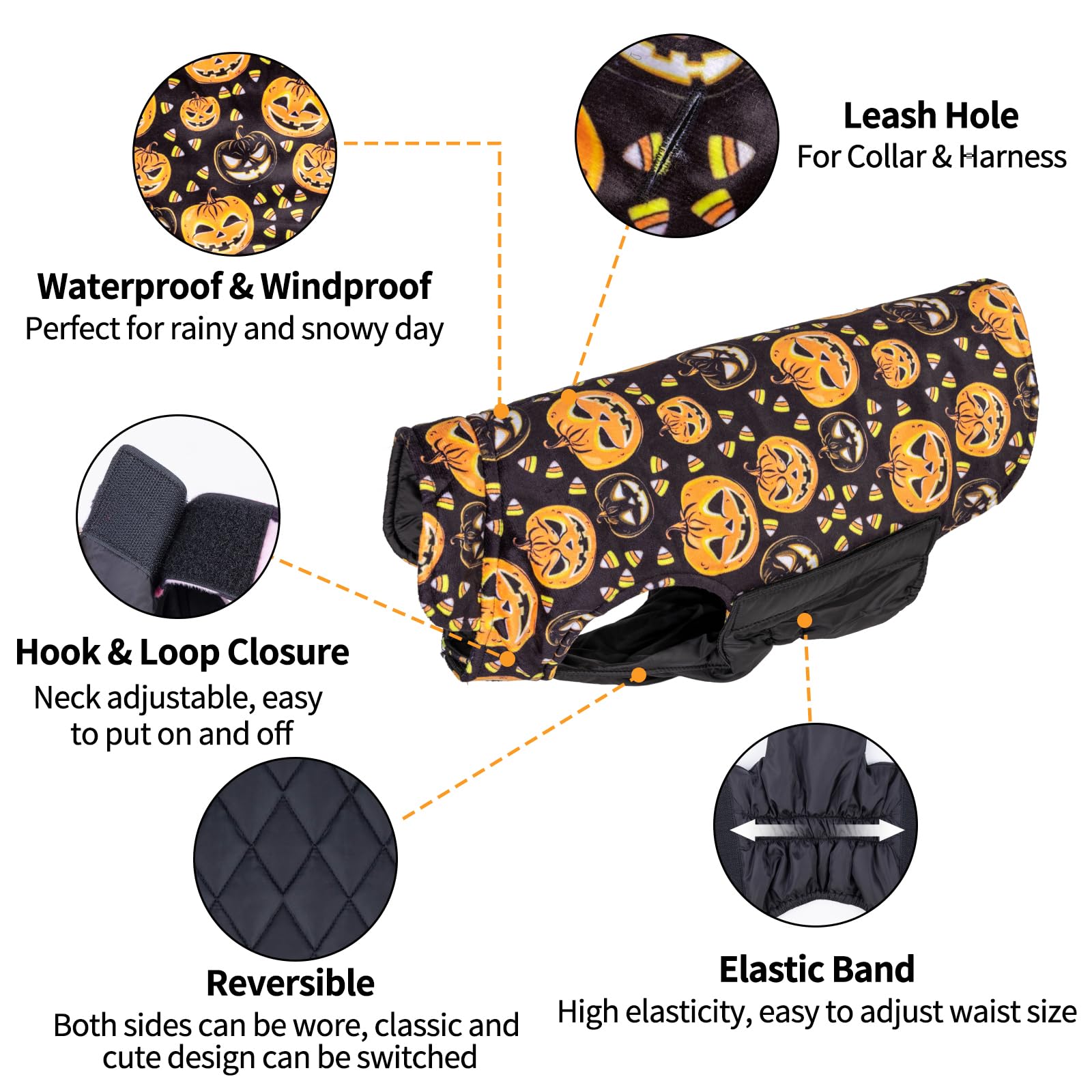 Cutebone Winter Dog Coat - Waterproof Windproof Reversible Coat For Small To Large Dogs - Soft, Thick Cold Weather Jacket With L