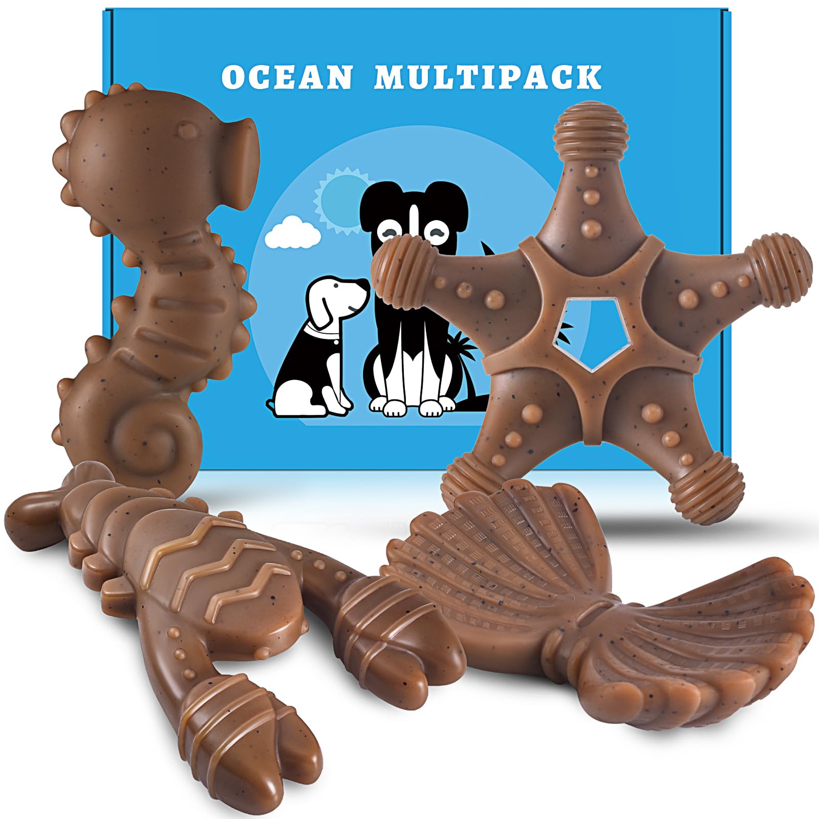 NEZIN Dog Chew Toys for Aggressive Chewers, 4 Pack Indestructible Dog Toys with Tough Nylon, Chew Toy Gift for Dogs of All Breed