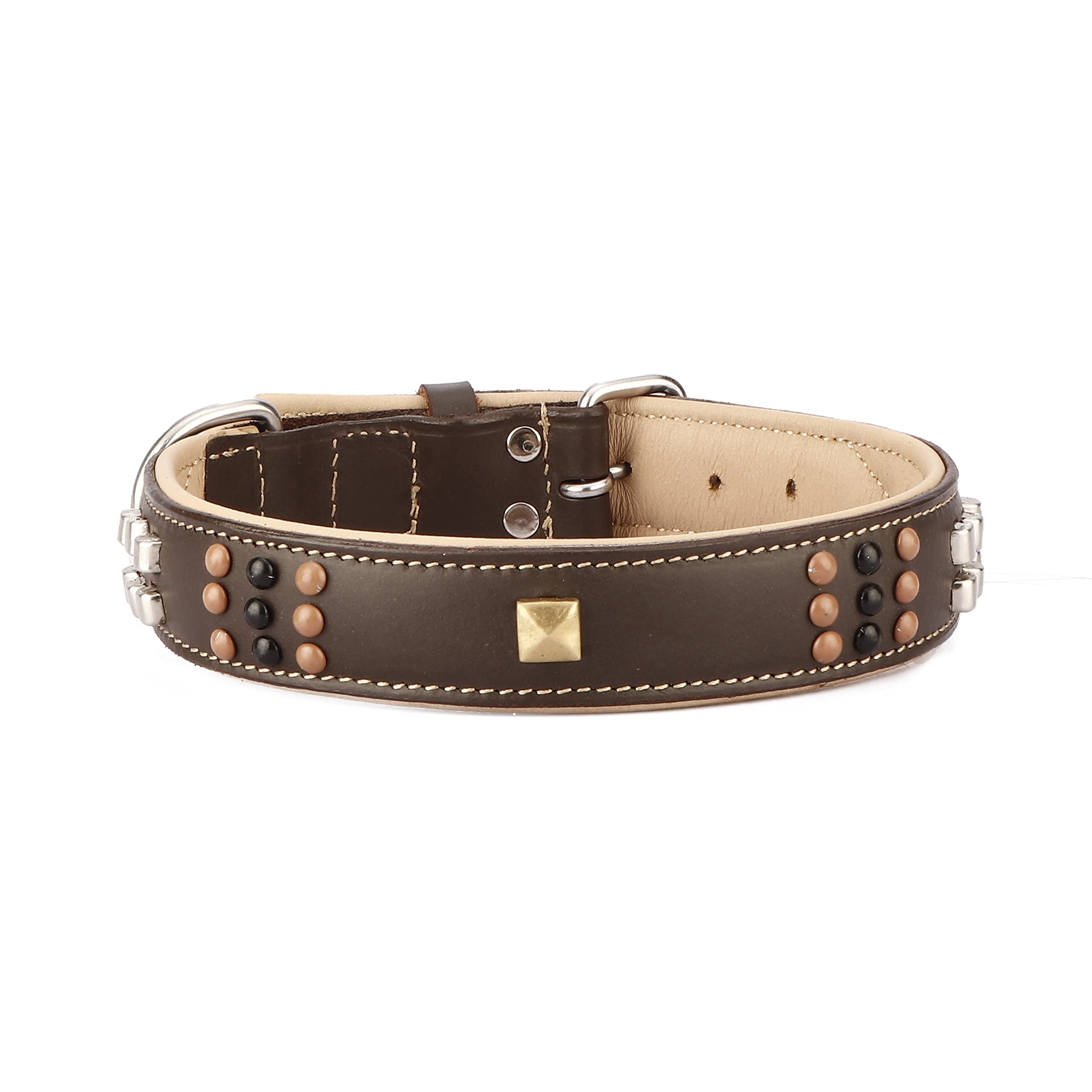 Comrade Saddlery Adjustable Leather Dog Collar/Neck Belt, 12 Cmx12 Cm, Brown