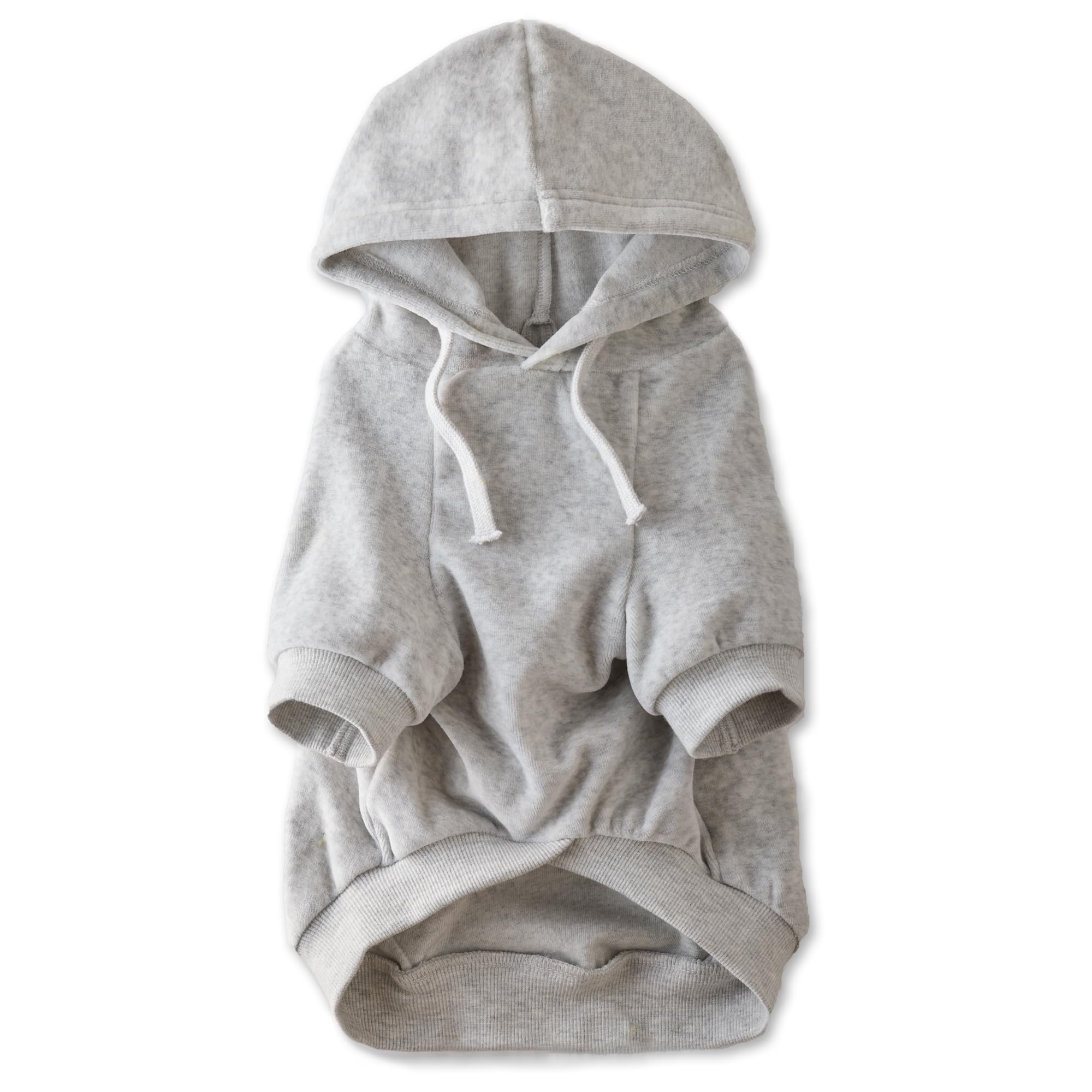 Pet Passion Organic Cotton Velour Dog Hoodie Pet Coat For Small, Medium And Large Dogs, Light Gray Heather, Large