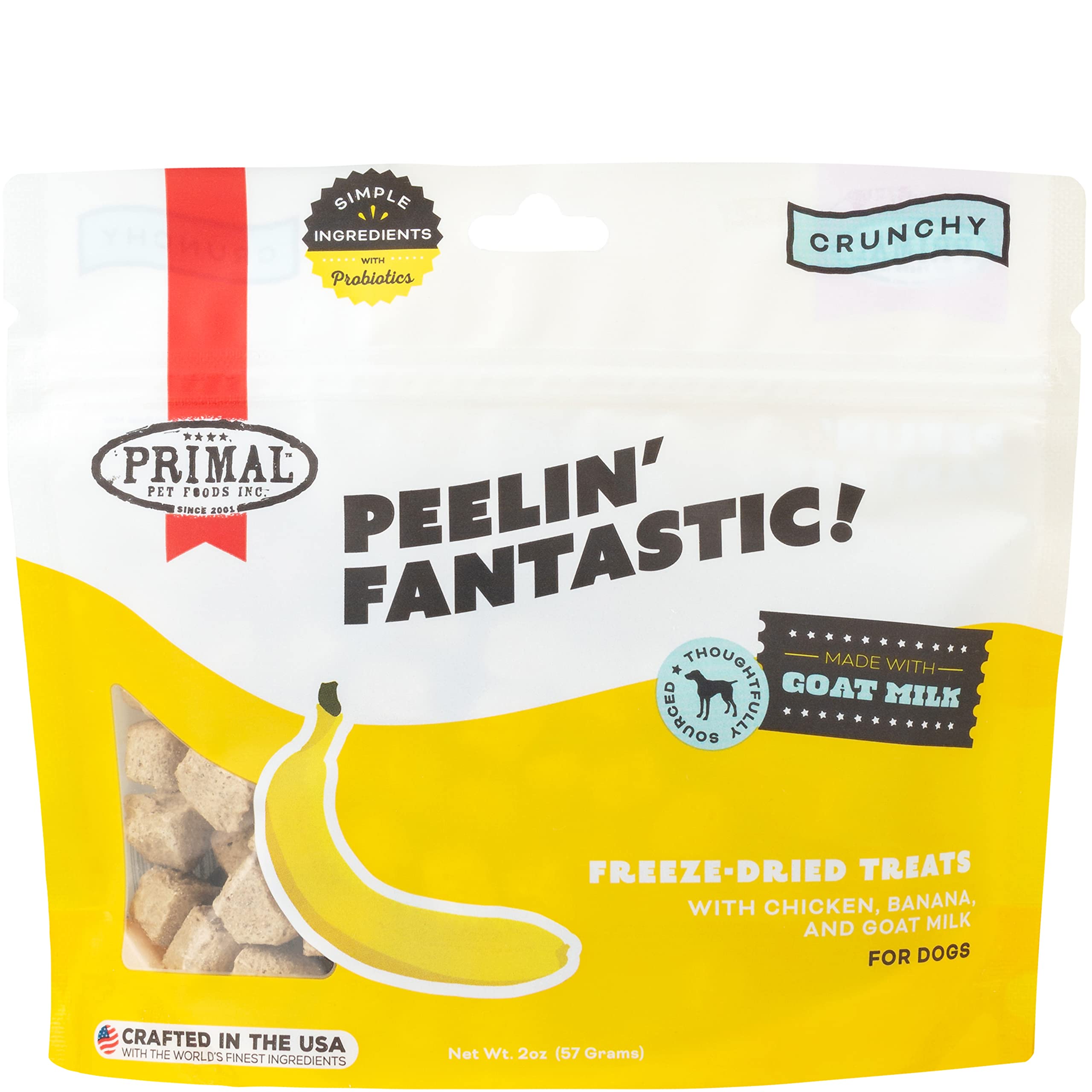 PRIMAL PET FOODS Chicken & Banana Dog Treats with Goat Milk, 2 oz - Freeze Dried Training Treats for Dogs