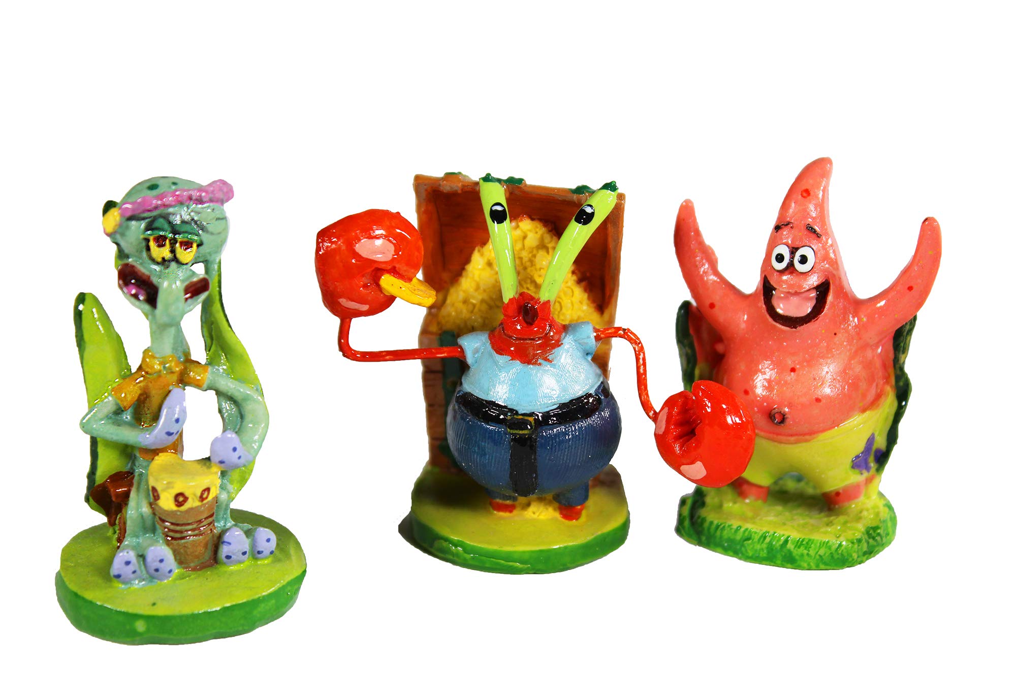 Penn-Plax Spongebob 6 Piece Mini Aquarium Ornament Set for Freshwater & Saltwater Tanks - Colorful Decor for Aquatic Environments