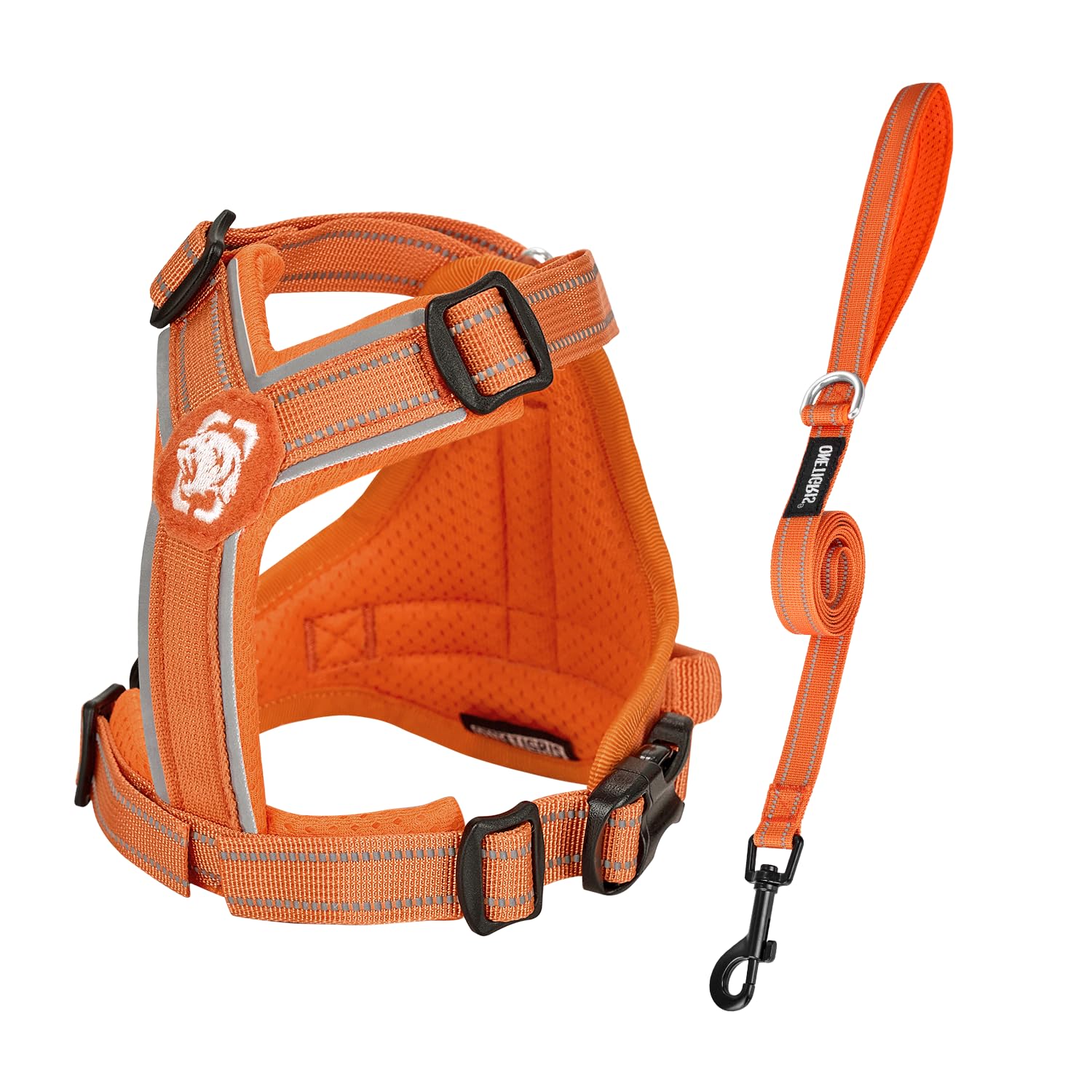 Onetigris Dog Harness And Leash Set, No Pull Soft Mesh Pet Harness, Reflective Adjustable Puppy Antz Vest For Small Medium Large