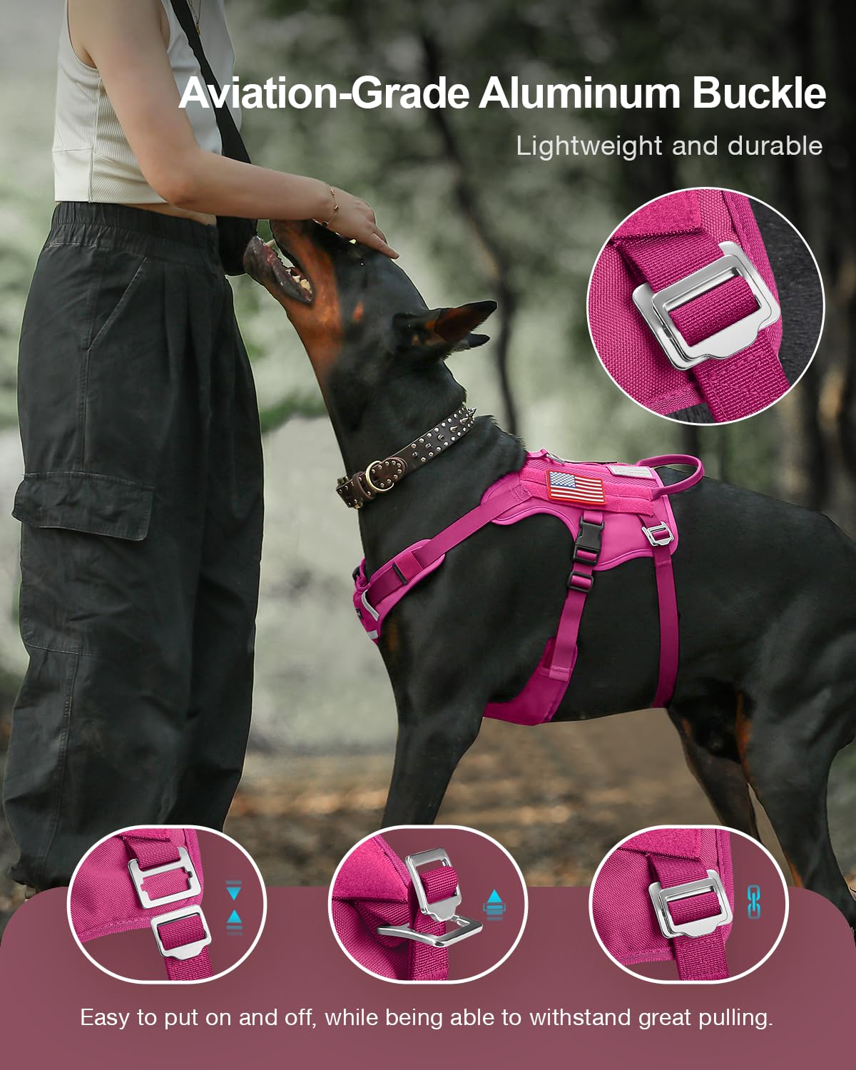 FAYOGOO Tactical Dog Harness for Large Dogs - Mesh Breathable Dog Harness Escape Proof with Handle - No Pull Military Service Do