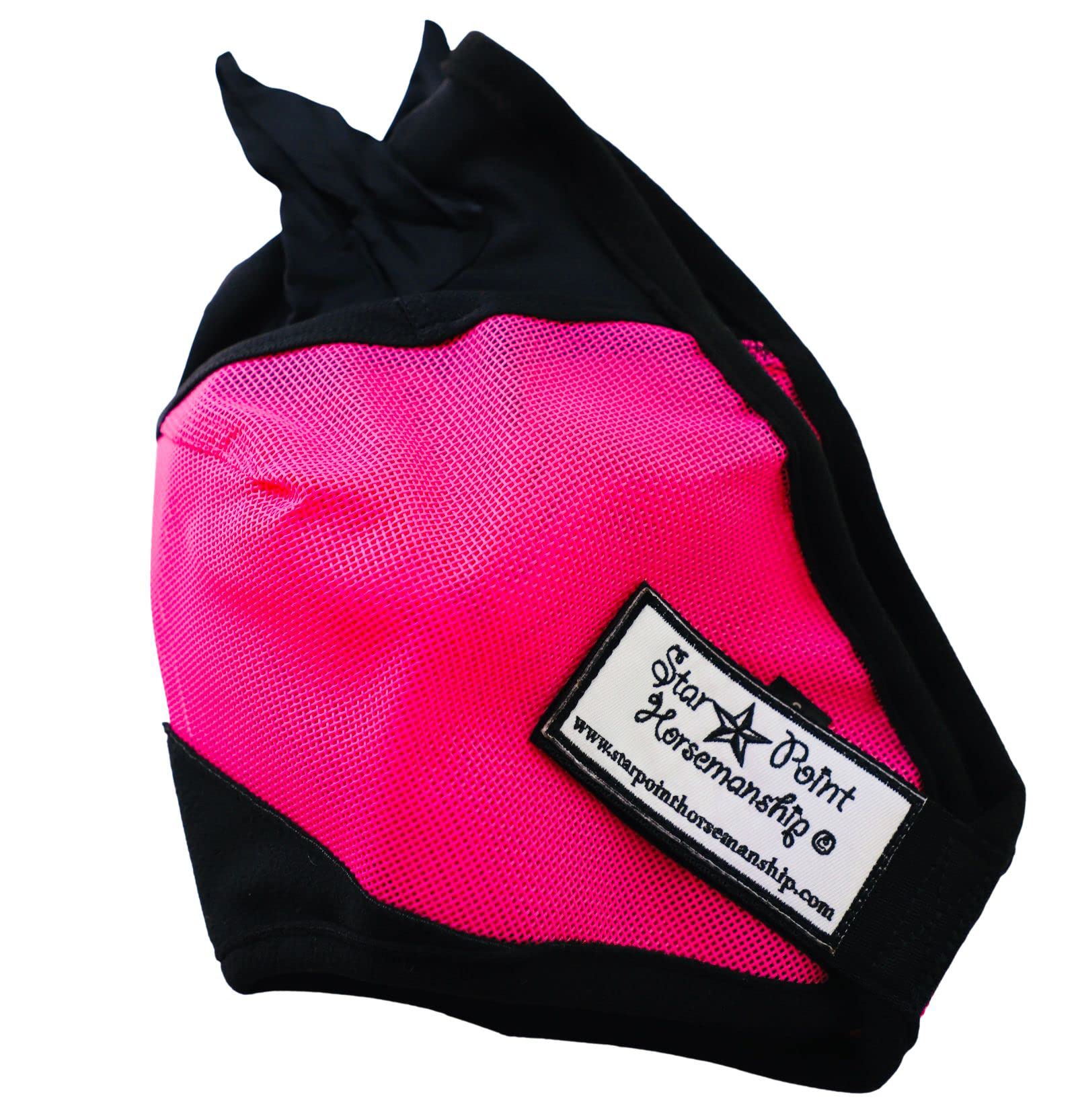 Miniature Horse Ear Cover Fly Mask (Medium 33-38, Raspberry/Black)