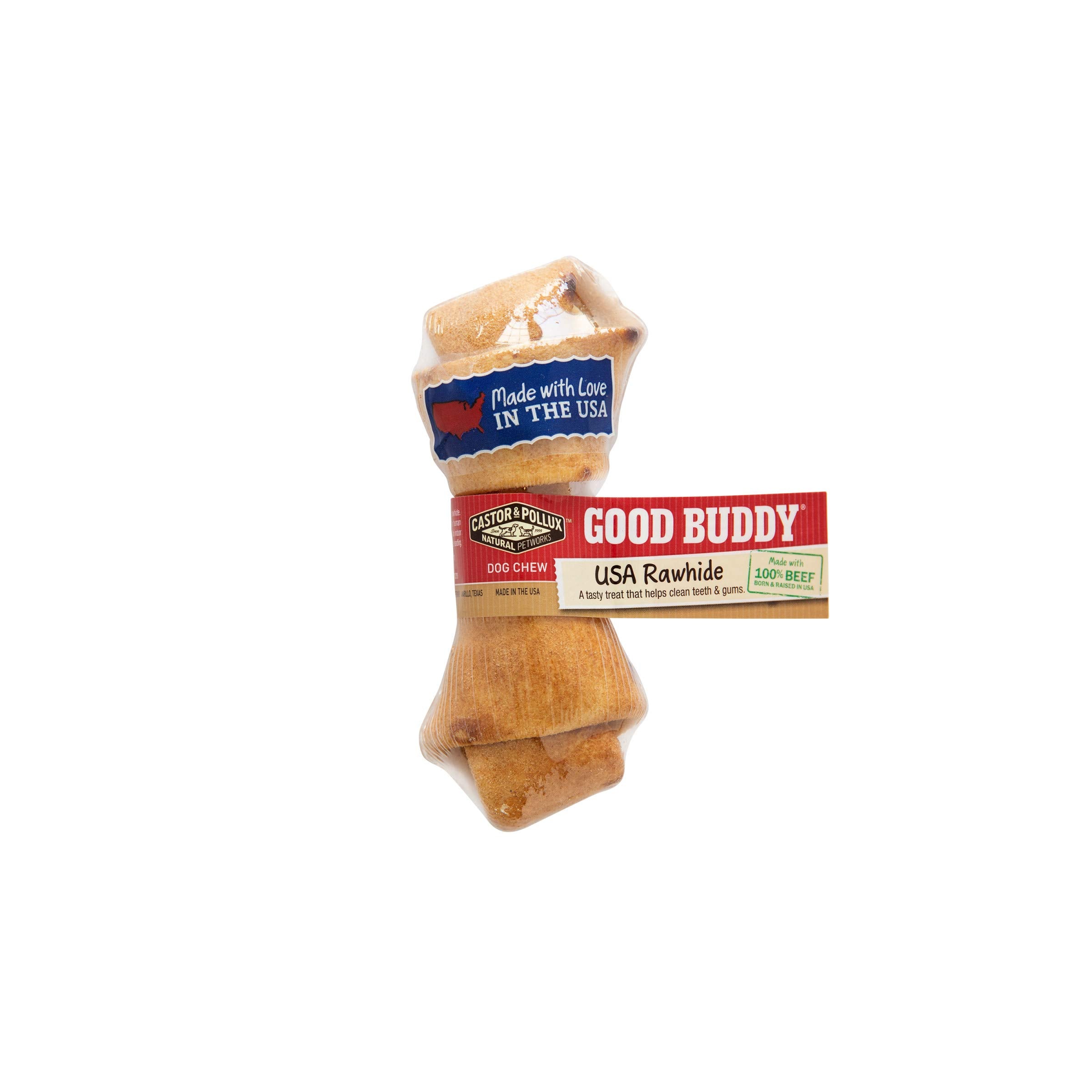Castor & Pollux Good Buddy Made in USA Natural Chicken Flavor Rawhide Dog Bone Treats 45inch