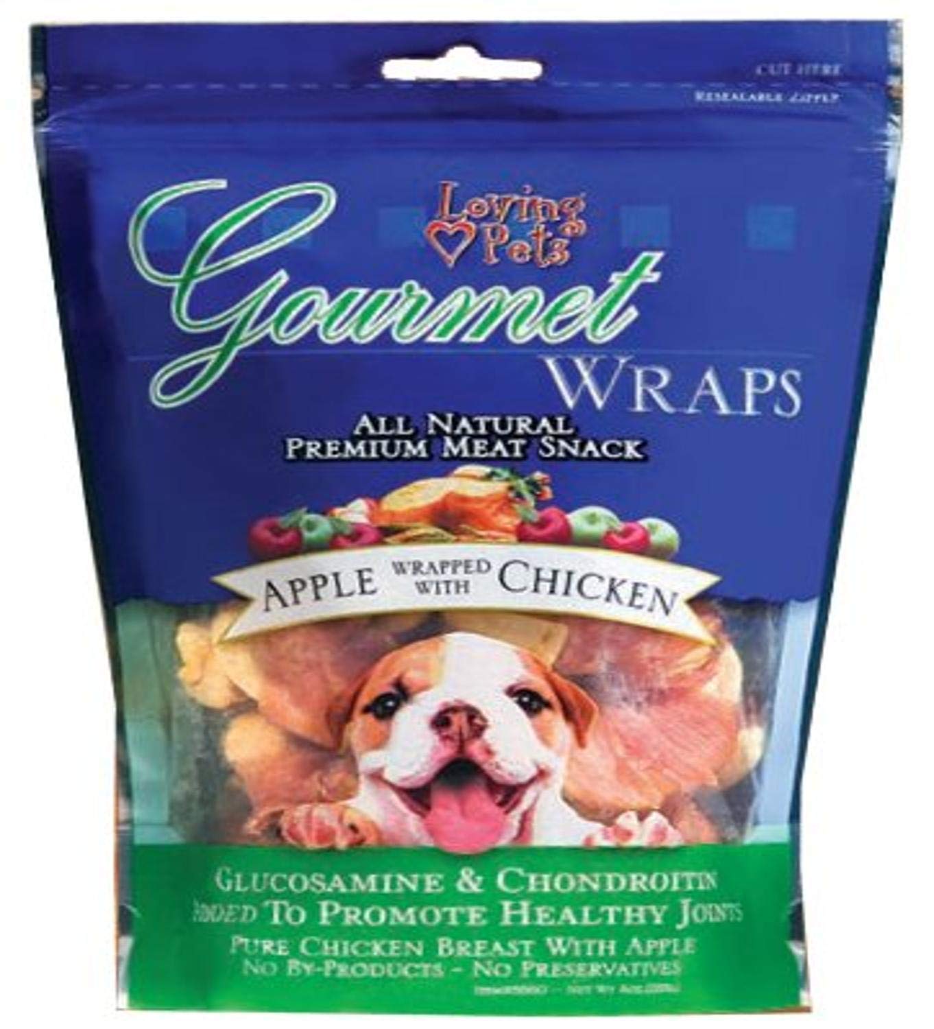 Loving Pets Gourmet All Natural Premium Apple And Chicken Wraps With Glucosamine And Chondroitin, Dog Treats, 6oz