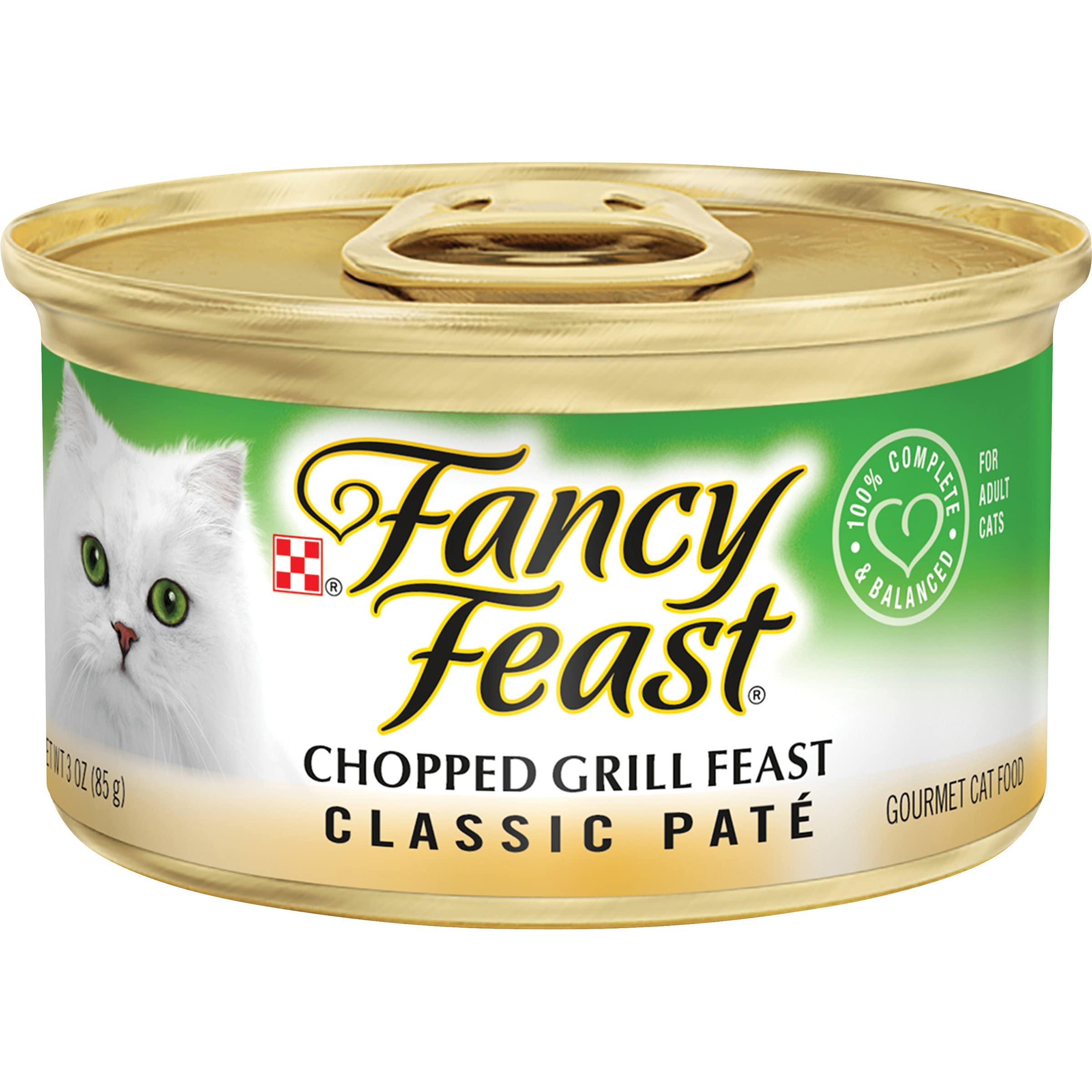 Purina Fancy Feast Classic Pate Wet Cat Food, Chopped Grill Feast Classic Pate, Wet Cat Food with No Artificial Preservatives or