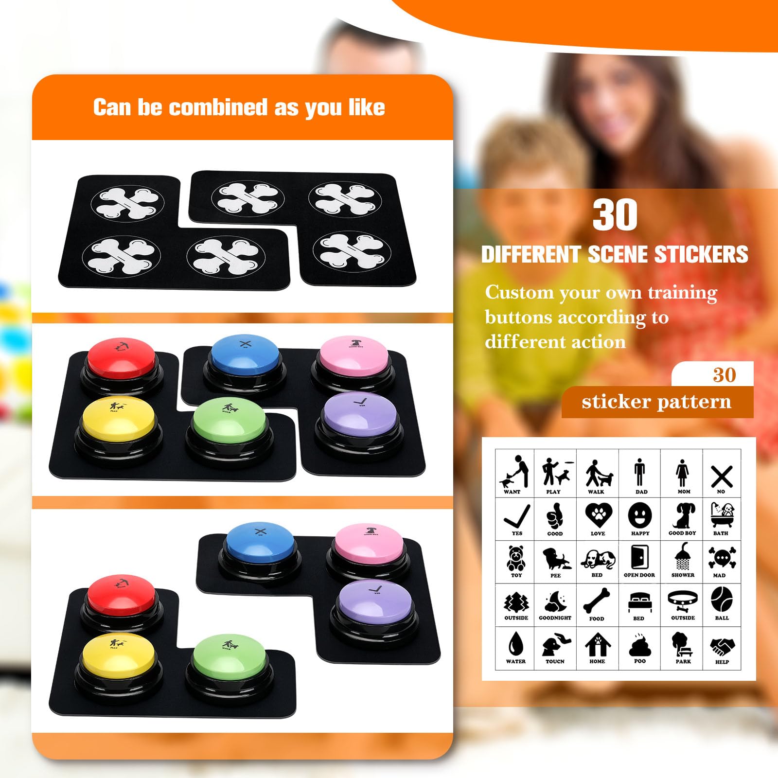 Dog Buttons For Communication, 6 Pcs Dog Talking Button Set, 30S Voice Recording Speaking Button Pet Speech Training Buzzers Wit