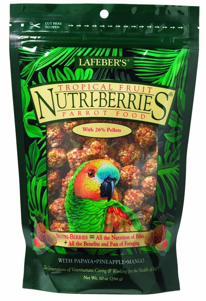 Lafeber Tropical Fruit NutriBerries Parrot Food with Pineapple, Papaya & Mango- 10 oz (4 pk)